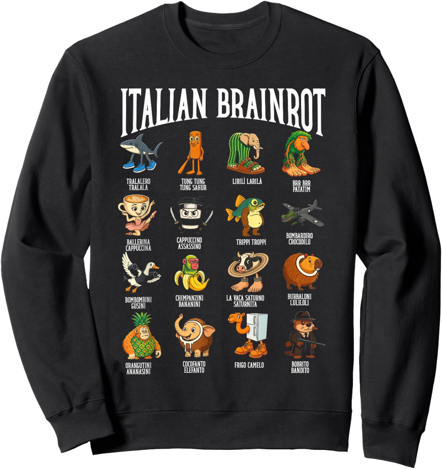 Italian Brainrot Ballerina Assassino Character Meme Mix Sweatshirt - Sweatshirt | Black