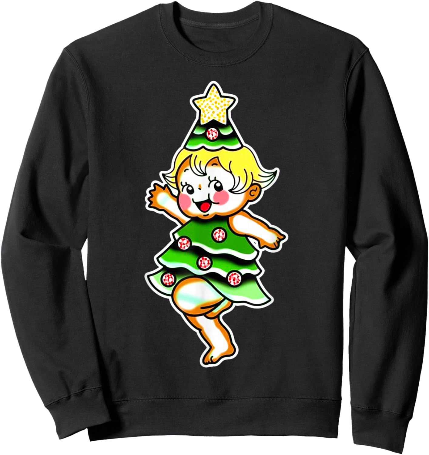 Kewpie Baby Christmas Tree Sweatshirt - Sweatshirt | Black