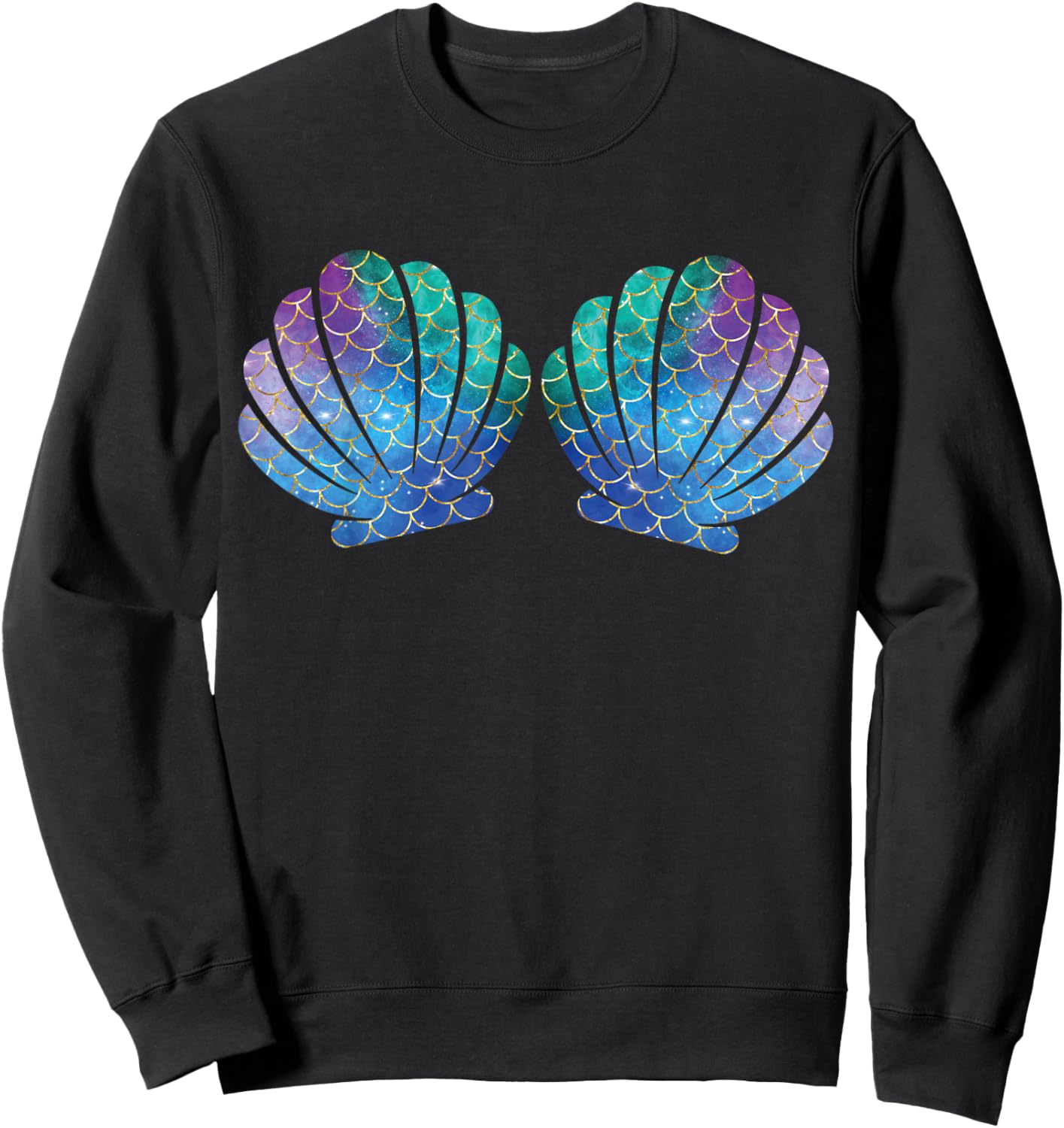 Mermaid Sea Shell Bra Costume halloween Matching Sweatshirt - Sweatshirt | Black