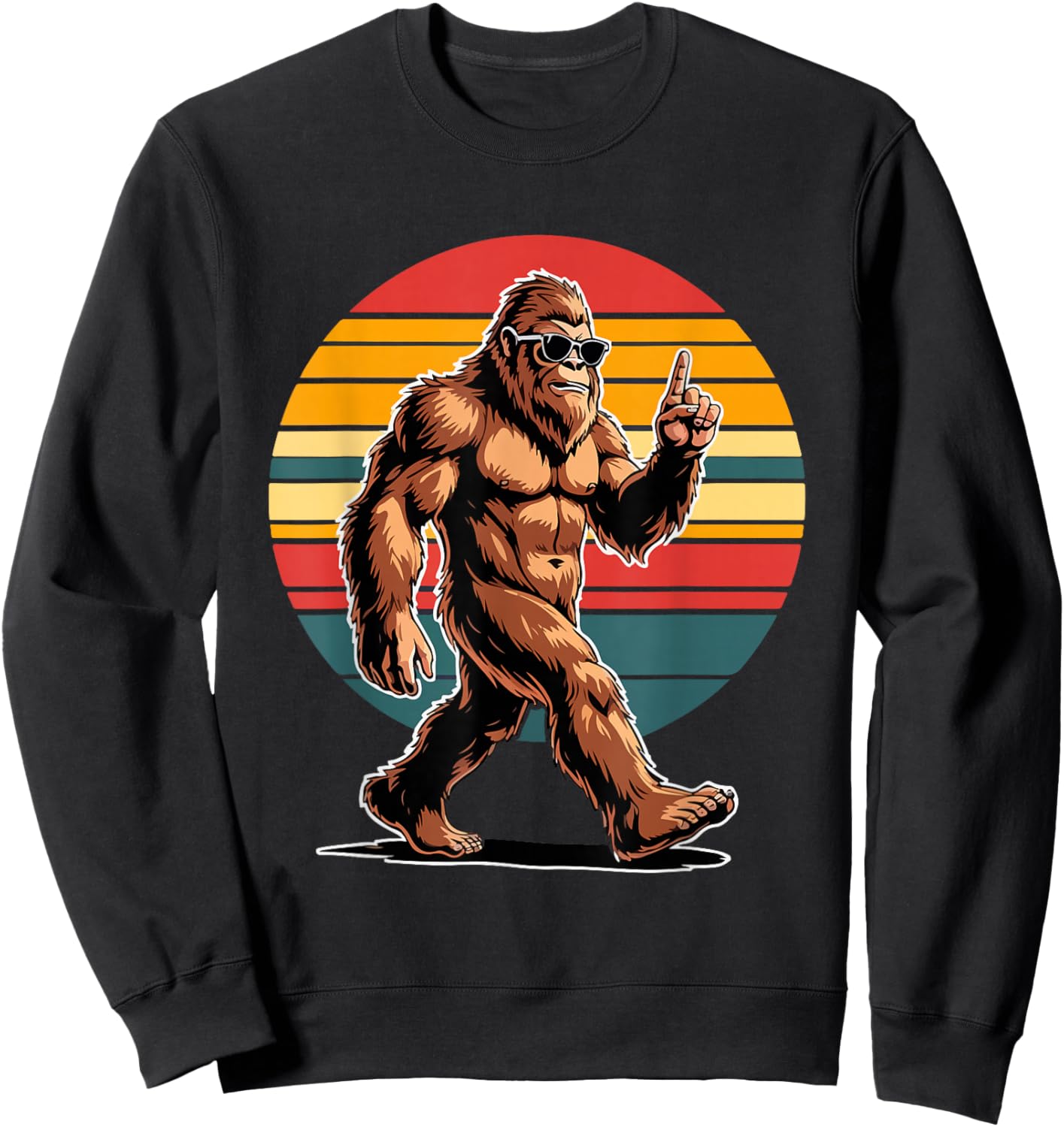 Bigfoot with Sunglasses Cryptid & Funny Sasquatch Sweatshirt - Sweatshirt | Black