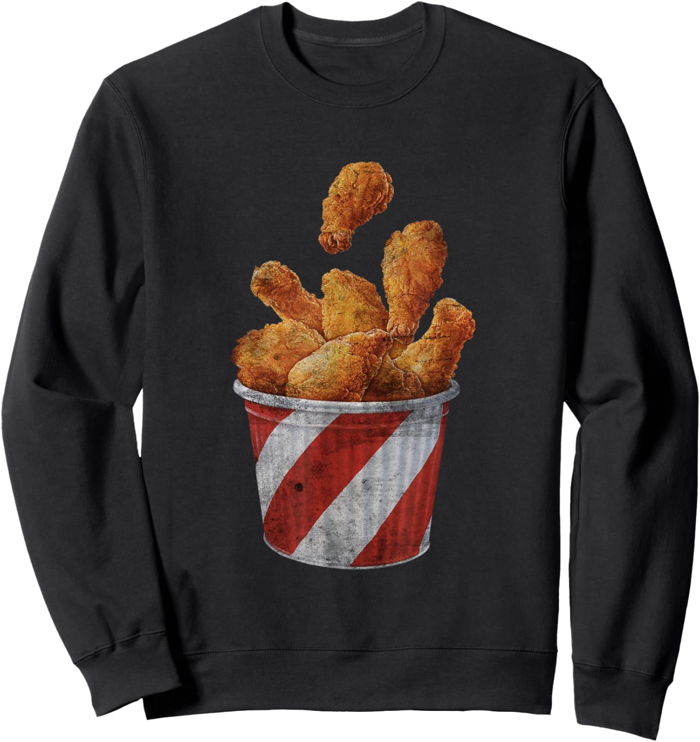 Retro National Fried Chicken Day Funny Fast Food Lover Sweatshirt - Sweatshirt | Black