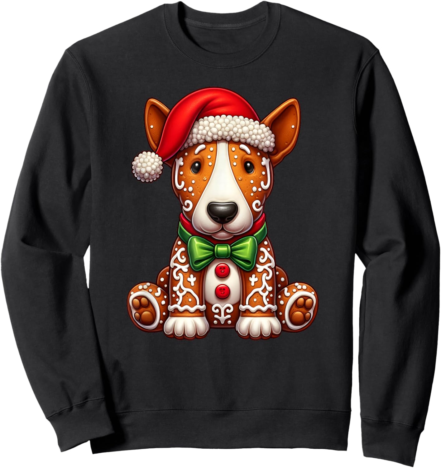 Gingerbread Man Bull Terrier Dog Christmas Kids Sweatshirt - Sweatshirt | Black