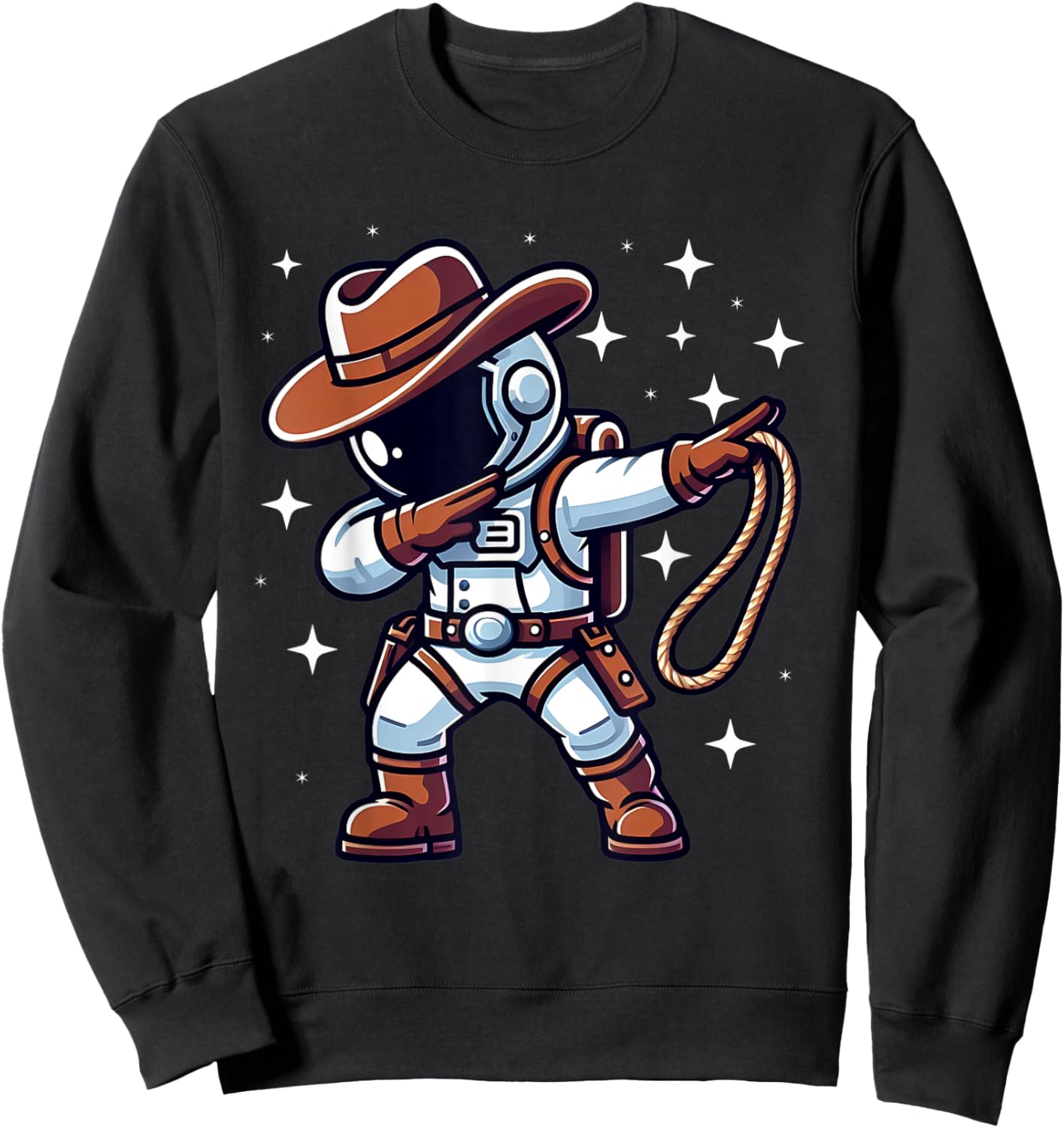 Dabbing Astronaut Cowboy Space Halloween Costume Men Kids Sweatshirt - Sweatshirt | Black