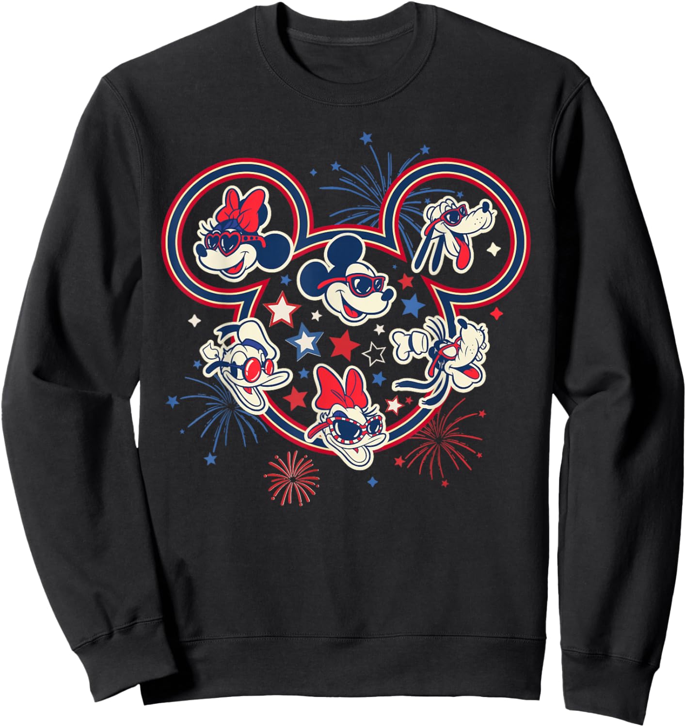 Disney Mickey & Friends Americana 4th of July Fireworks Icon Sweatshirt - Sweatshirt | Black