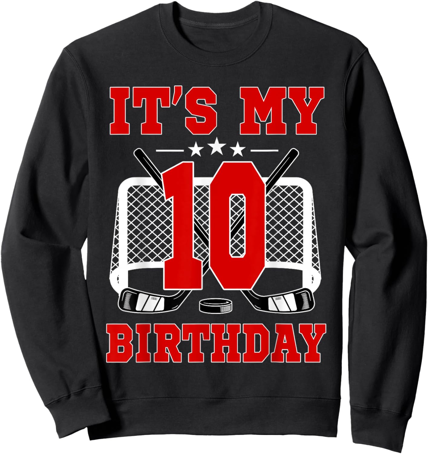 It's My 10th Birthday Girl Ice Hockey Theme 10 Year Old Sweatshirt - Sweatshirt | Black