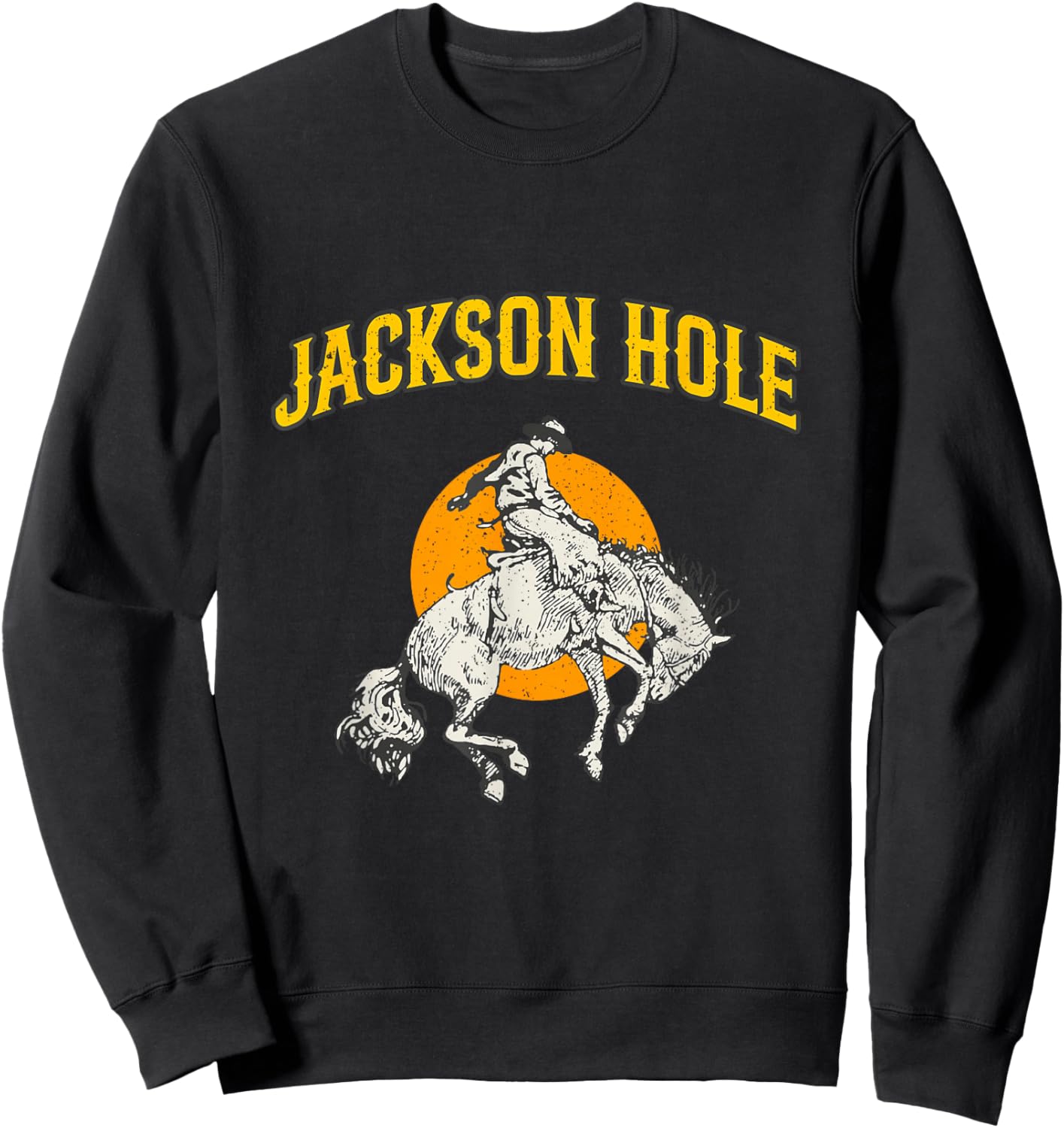 Rodeo Cowboy Riding A Bucking Horse Jackson Hole Wyoming Sweatshirt - Sweatshirt | Black