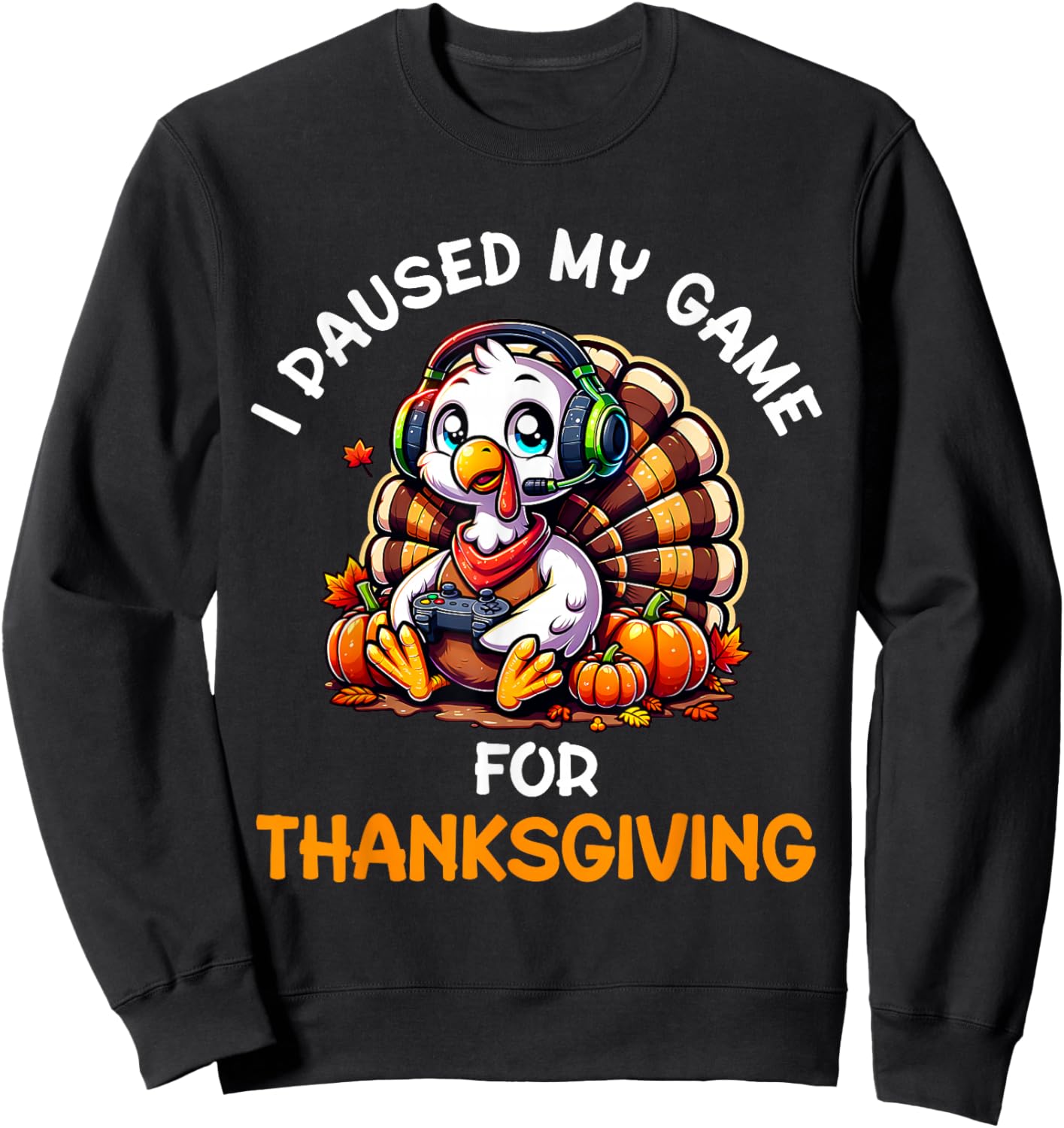 Thanksgiving Gamer Turkey Shirt For Boys Kids Sweatshirt - Sweatshirt | Black