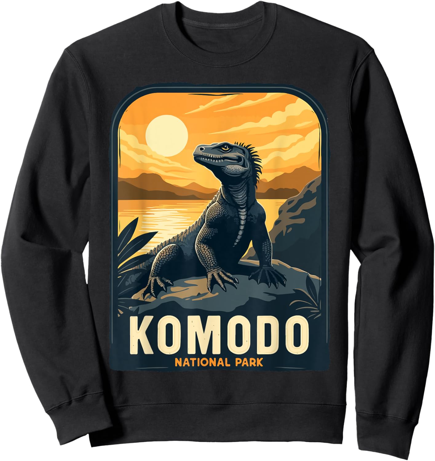 Komodo National Park Indonesia Retro Komodo Dragon Sweatshirt - Sweatshirt | Black