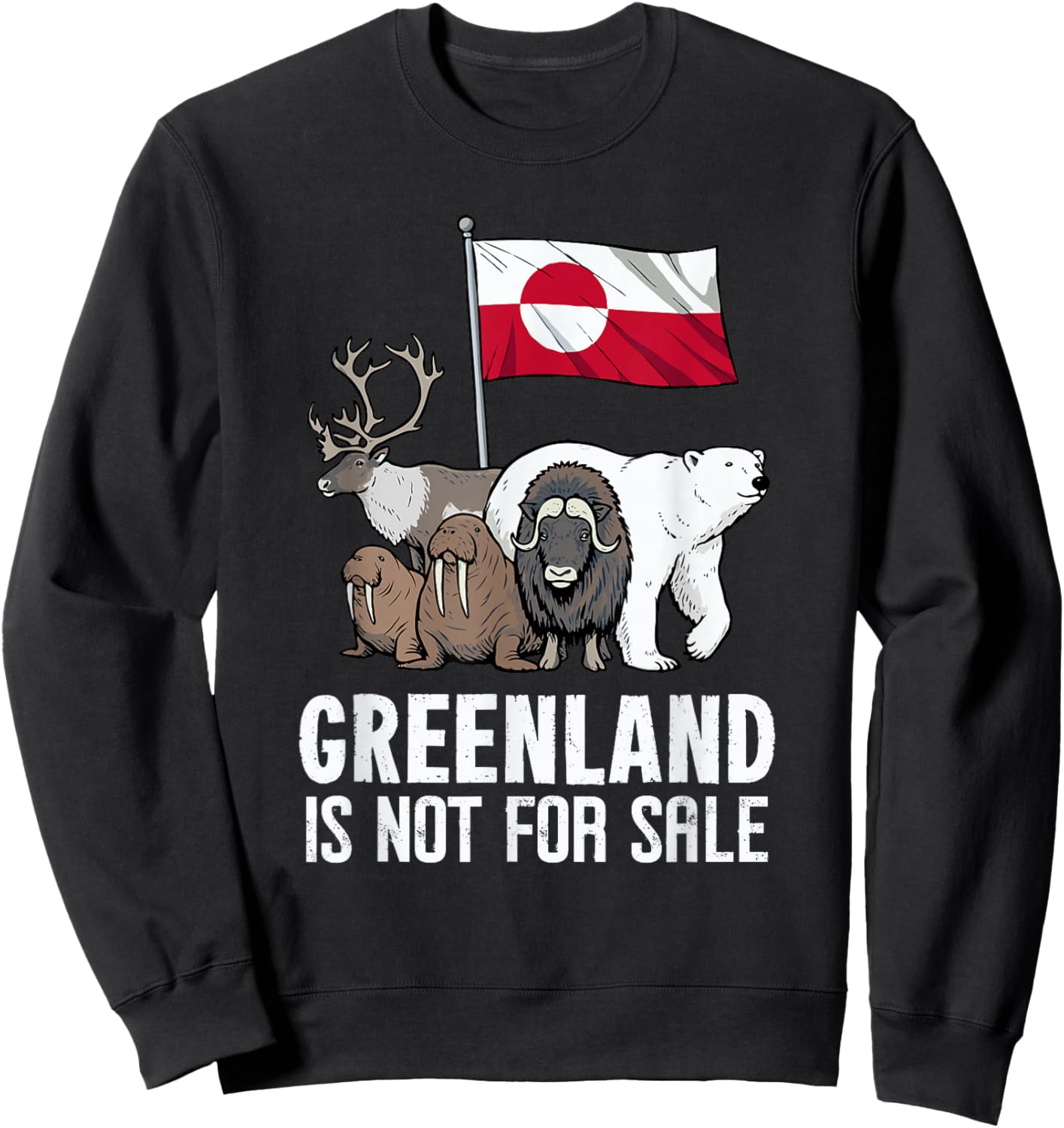 Greenland Flag Animals Greenland Sweatshirt - Sweatshirt | Black