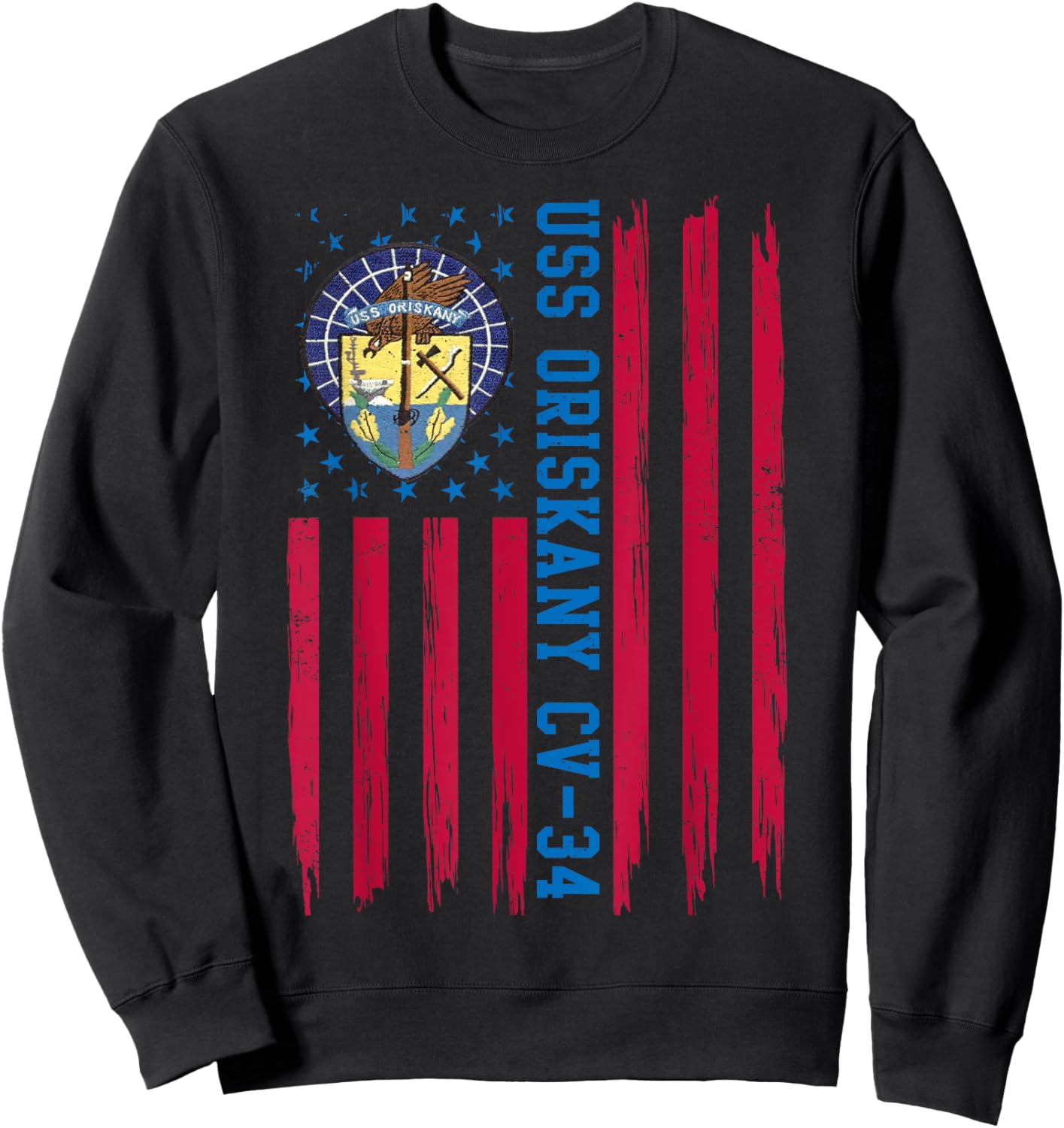 USS Oriskany CV-34 American Flag Aircraft Carrier Veteran Women Men Sweatshirt - Sweatshirt | Black