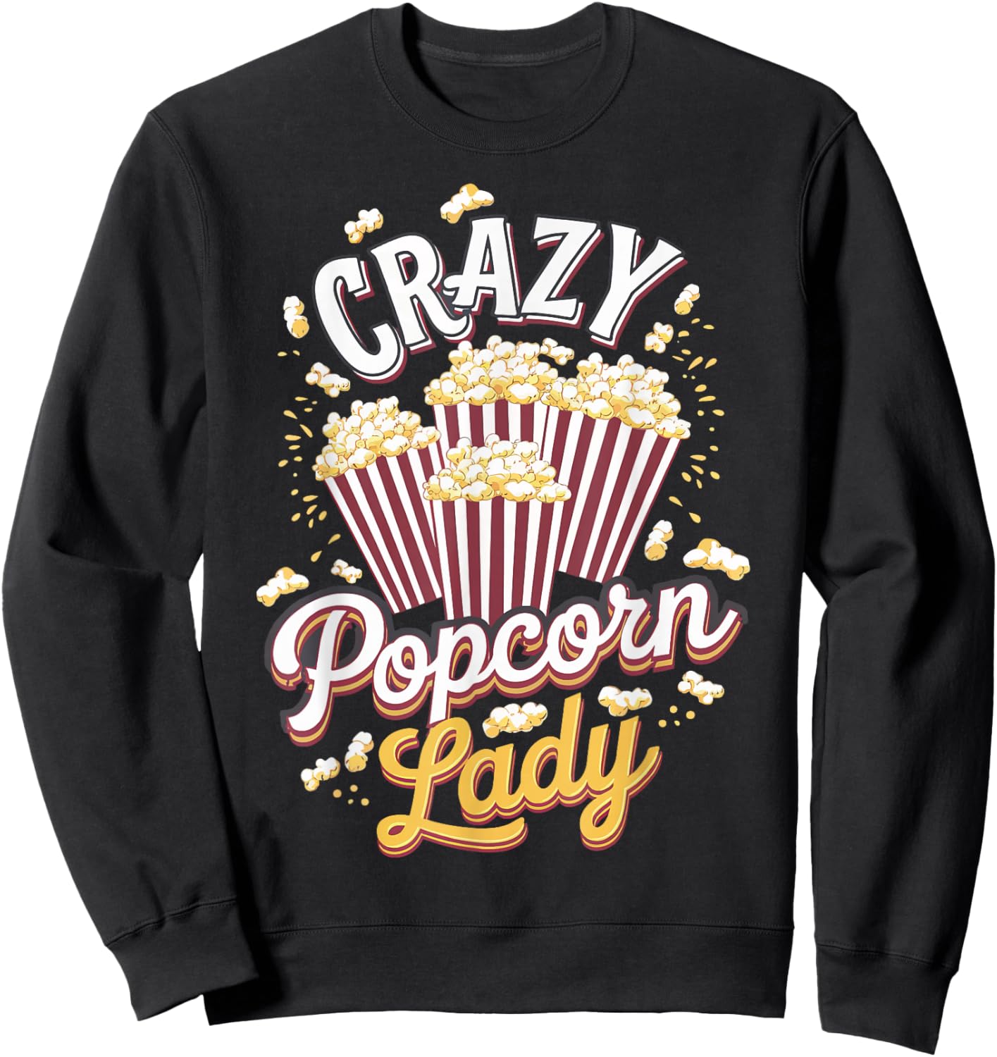 Crazy Popcorn Woman Sweatshirt - Sweatshirt | Black