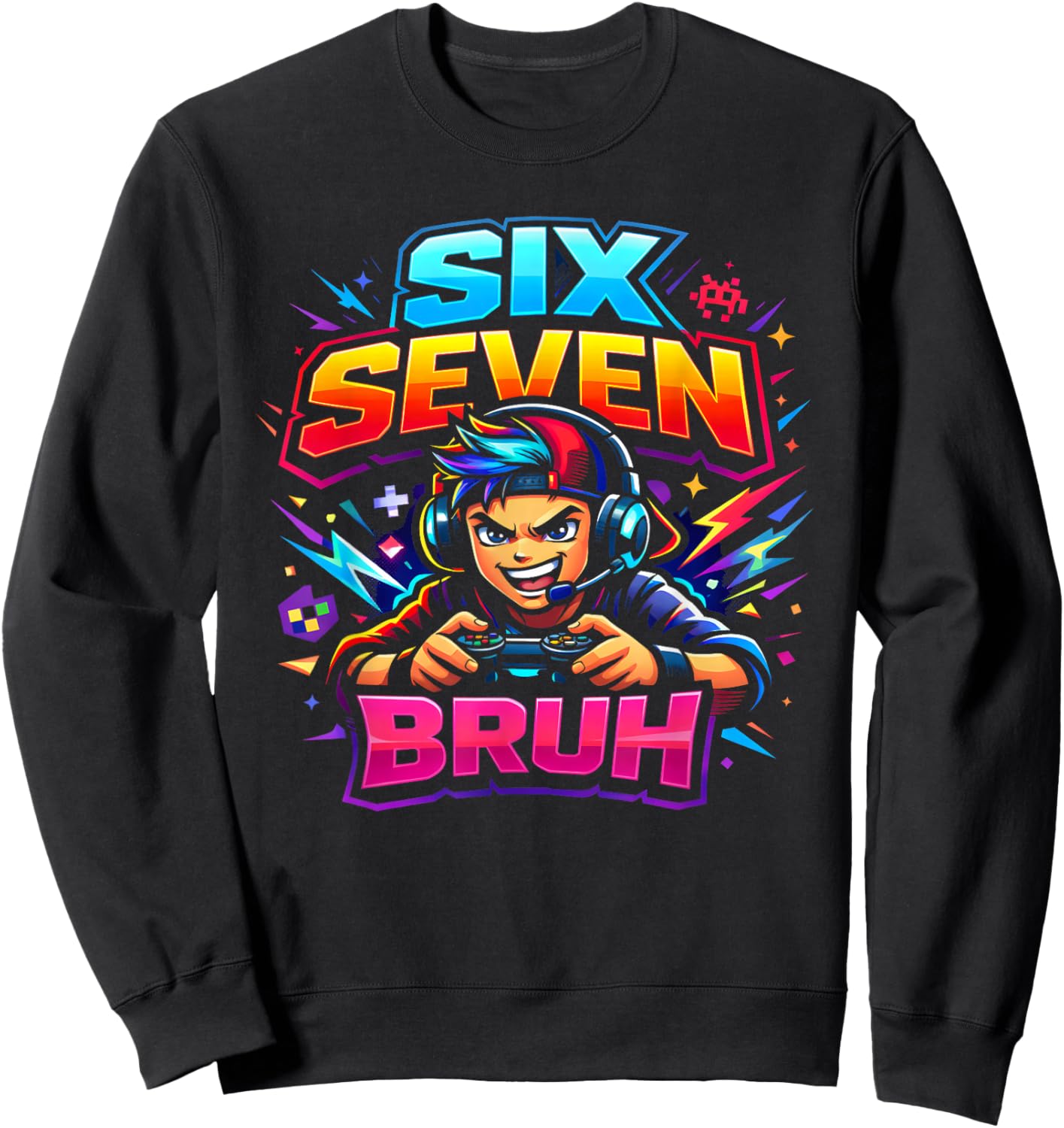 Six Seven Bruh 67 Gamer Gaming Video Games Jungen Kinder Sweatshirt - Sweatshirt | Black