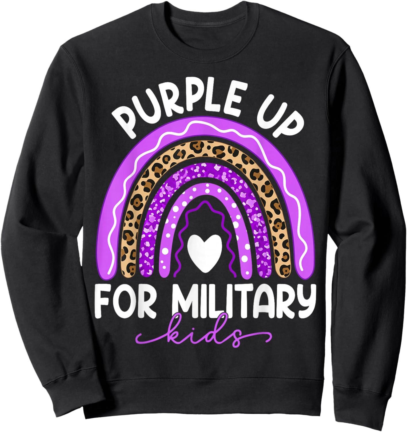 Purple Up for Military Kids Month Military Child Rainbow Sweatshirt - Sweatshirt | Black