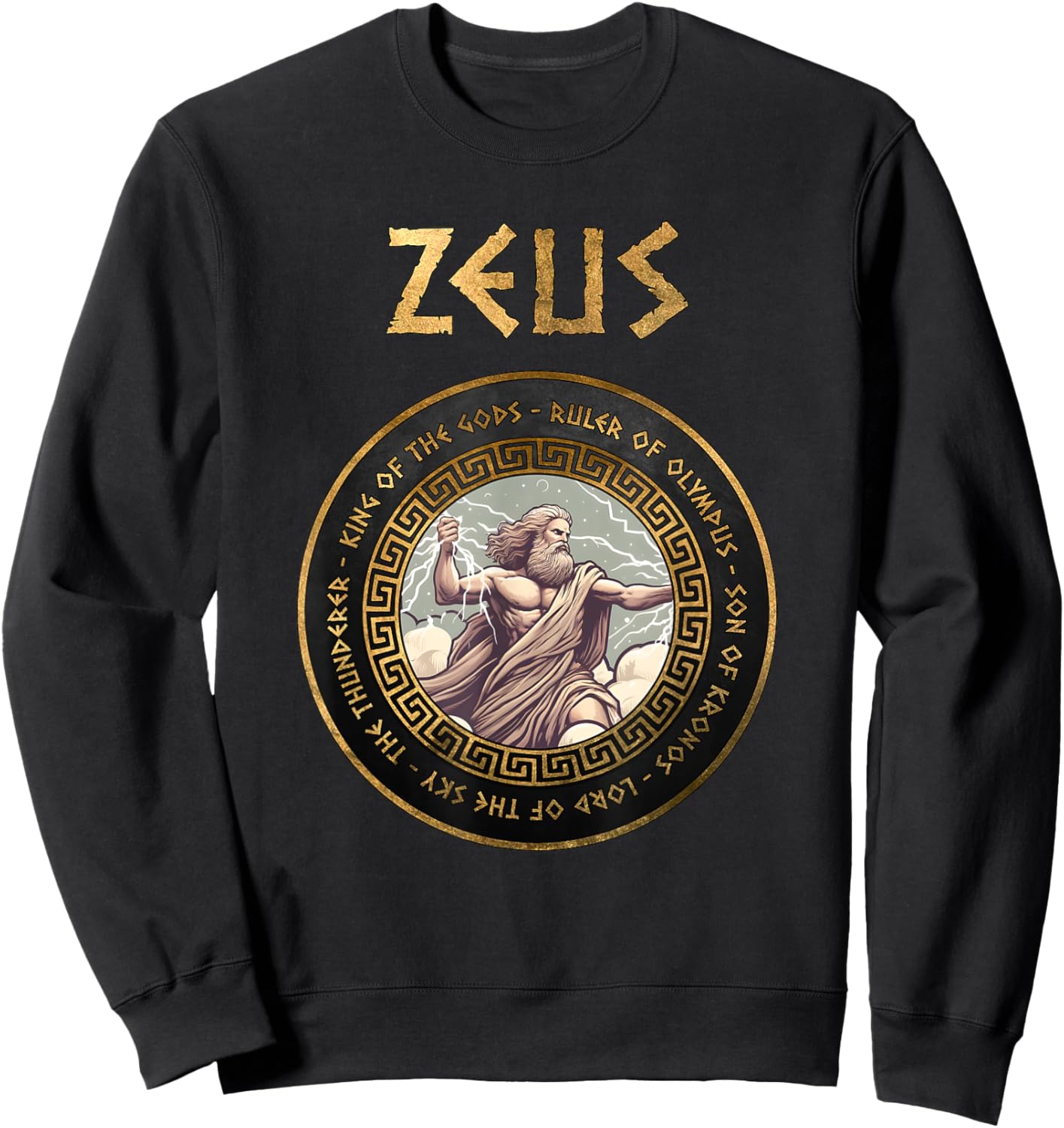 Agema Apparel Zeus Greek God Ancient Greek Mythology , Small, Black Sweatshirt - Sweatshirt | Black