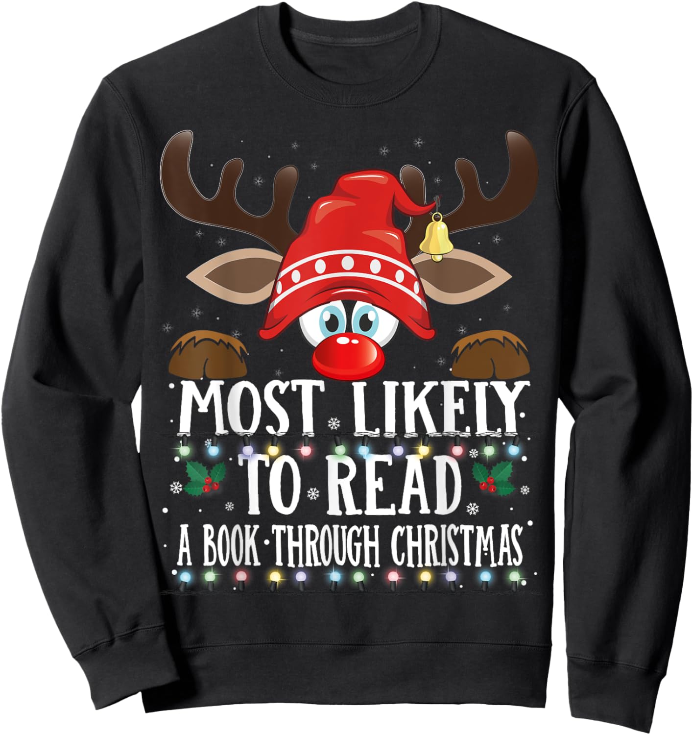 Christmas Matching Most Likely To Read A Book PJS Sweatshirt - Sweatshirt | Black