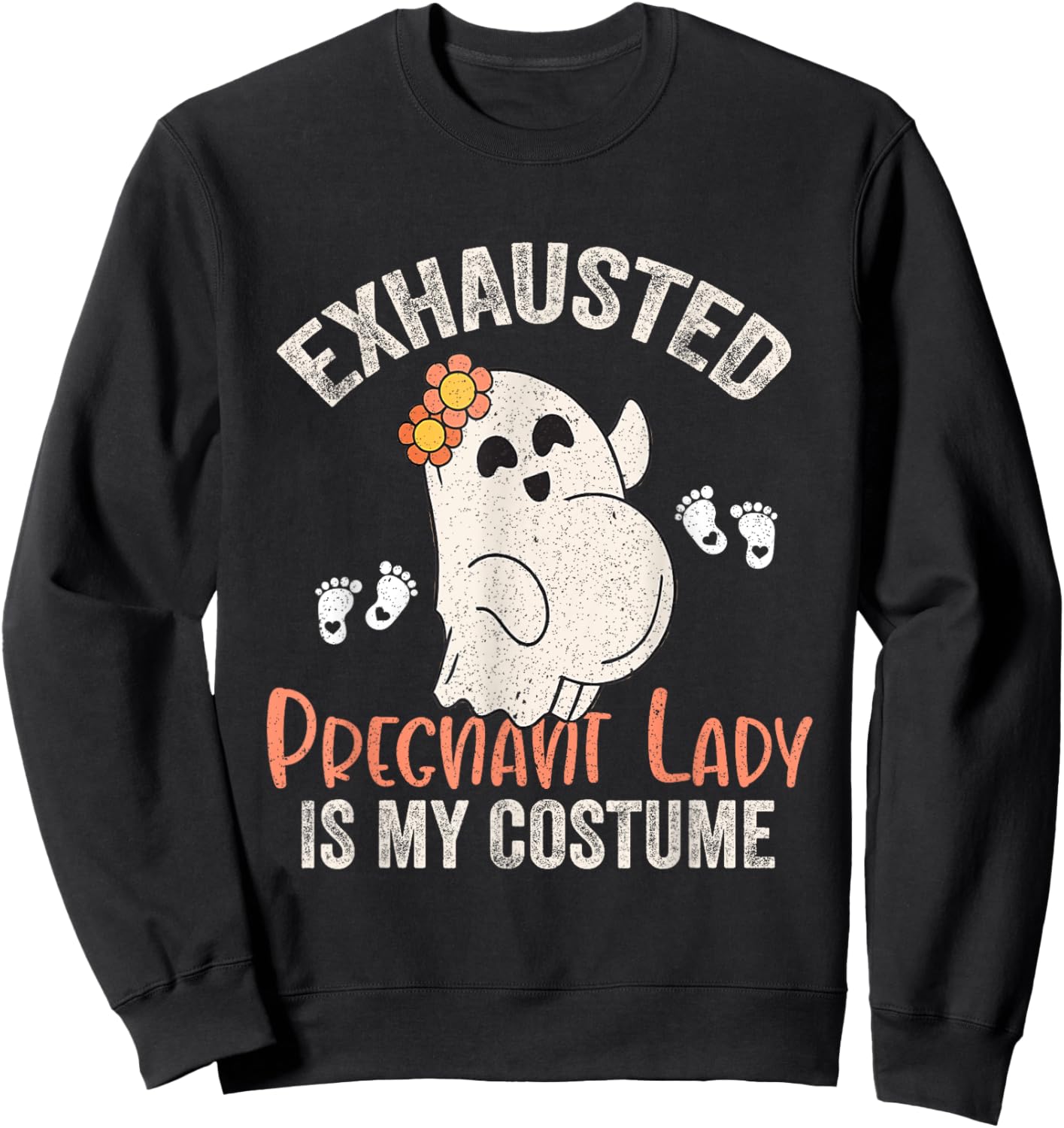 Exhausted Pregnant Lady Is My Costume Halloween Pregnancy Sweatshirt - Sweatshirt | Black