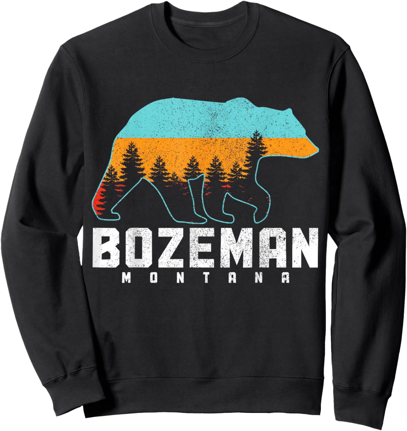 Bozeman Montana Bear Pride Hiking Camping Vintage Sweatshirt - Sweatshirt | Black