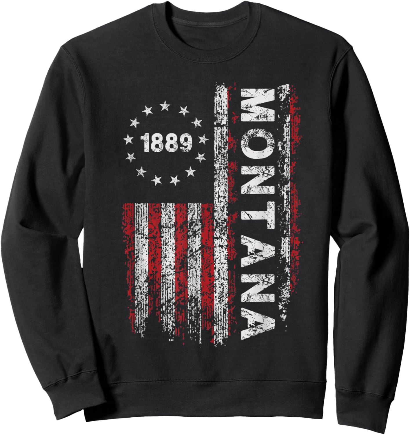 Montana State US Flag Vintage Women Youth Sweatshirt - Sweatshirt | Black