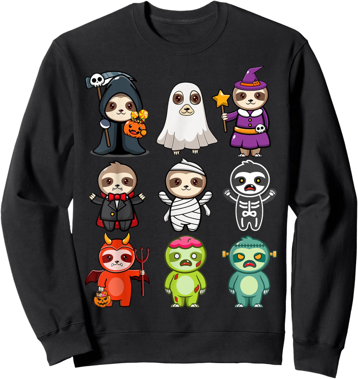 Sloth Spooky Ghost Boo-Jee Horror Pumpkin Sloth Halloween Sweatshirt - Sweatshirt | Black