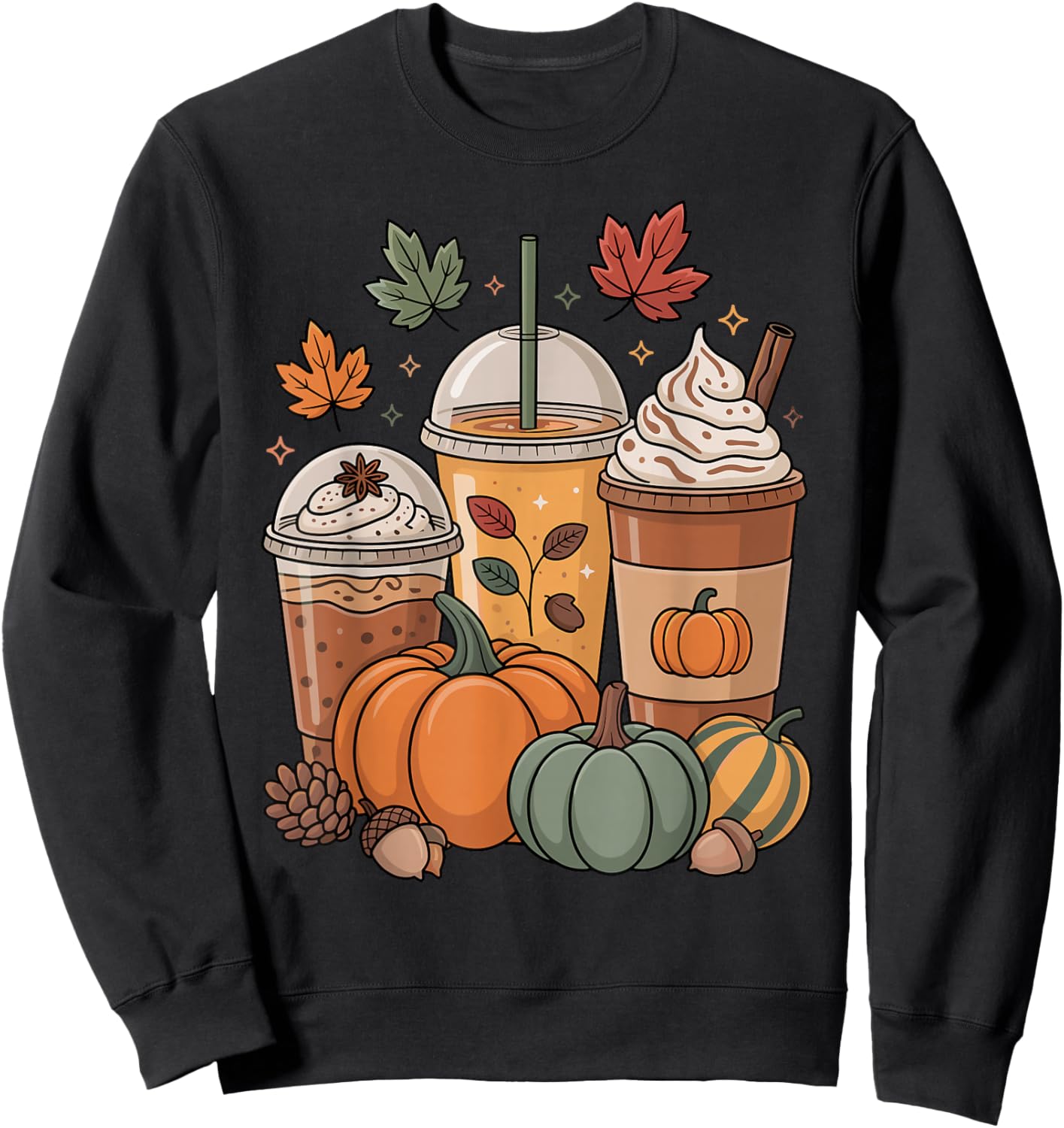 Pumpkin Spice Season Autumn Coffee Aesthetic Sweatshirt - Sweatshirt | Black