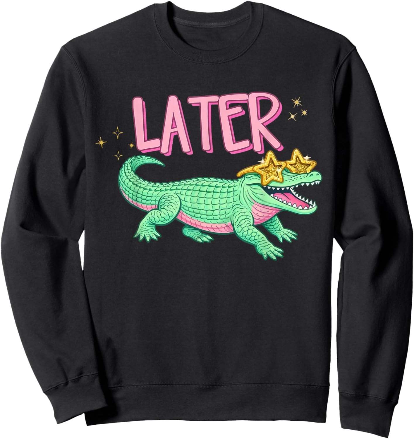 Funny Later Gator Alligator Girly Summer Beach Vibes Coastal Sweatshirt - Sweatshirt | Black