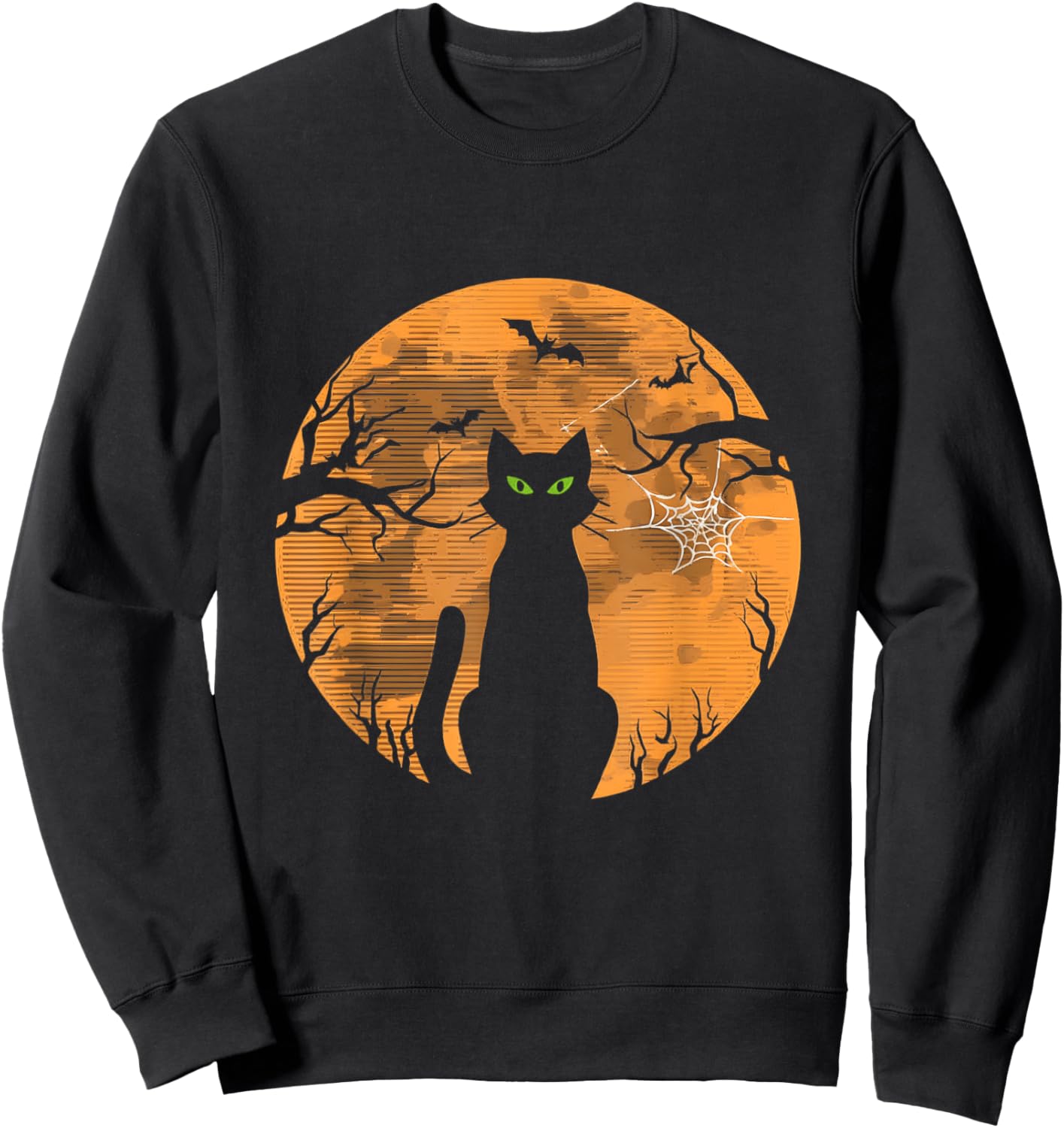 Vintage Halloween Cat Retro Moon Sweatshirt - Sweatshirt | Black