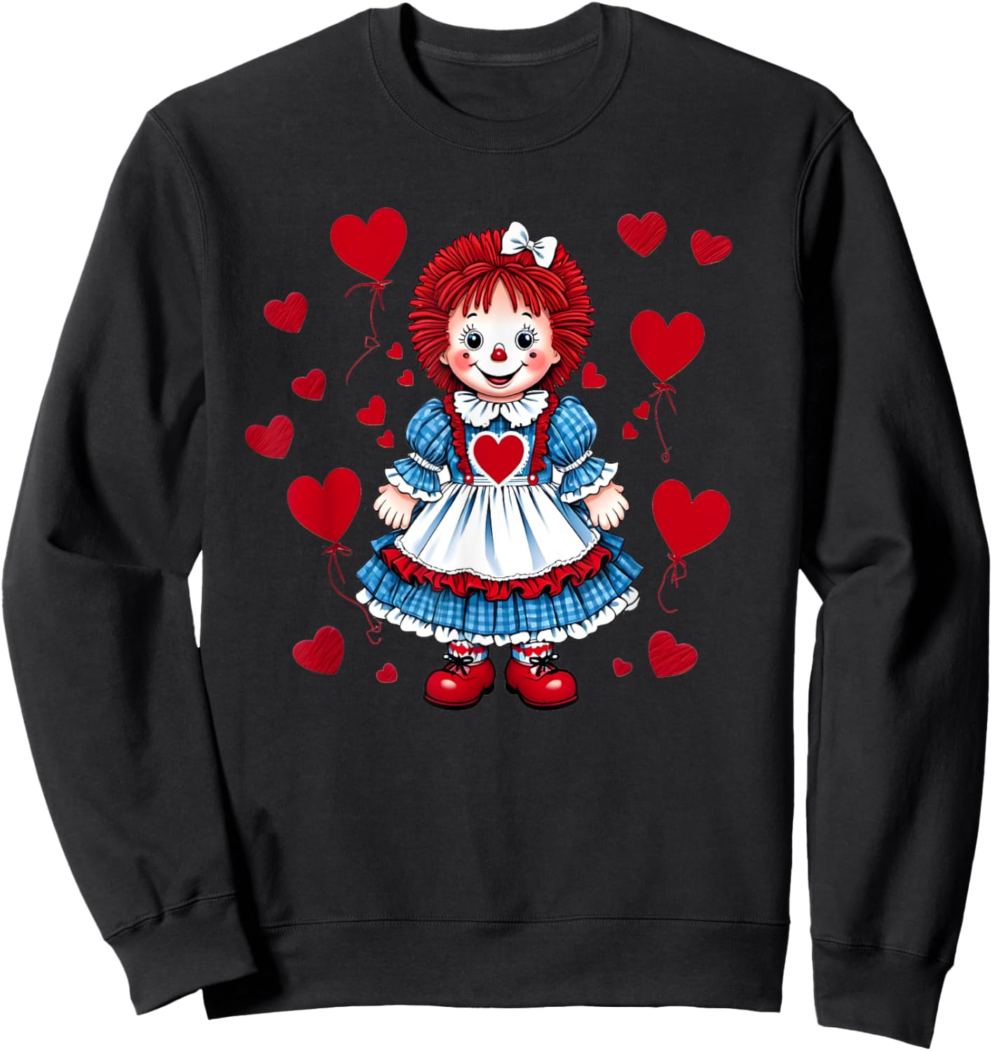 Raggedy Ann Valentine's Day Hearts Sweatshirt - Sweatshirt | Black