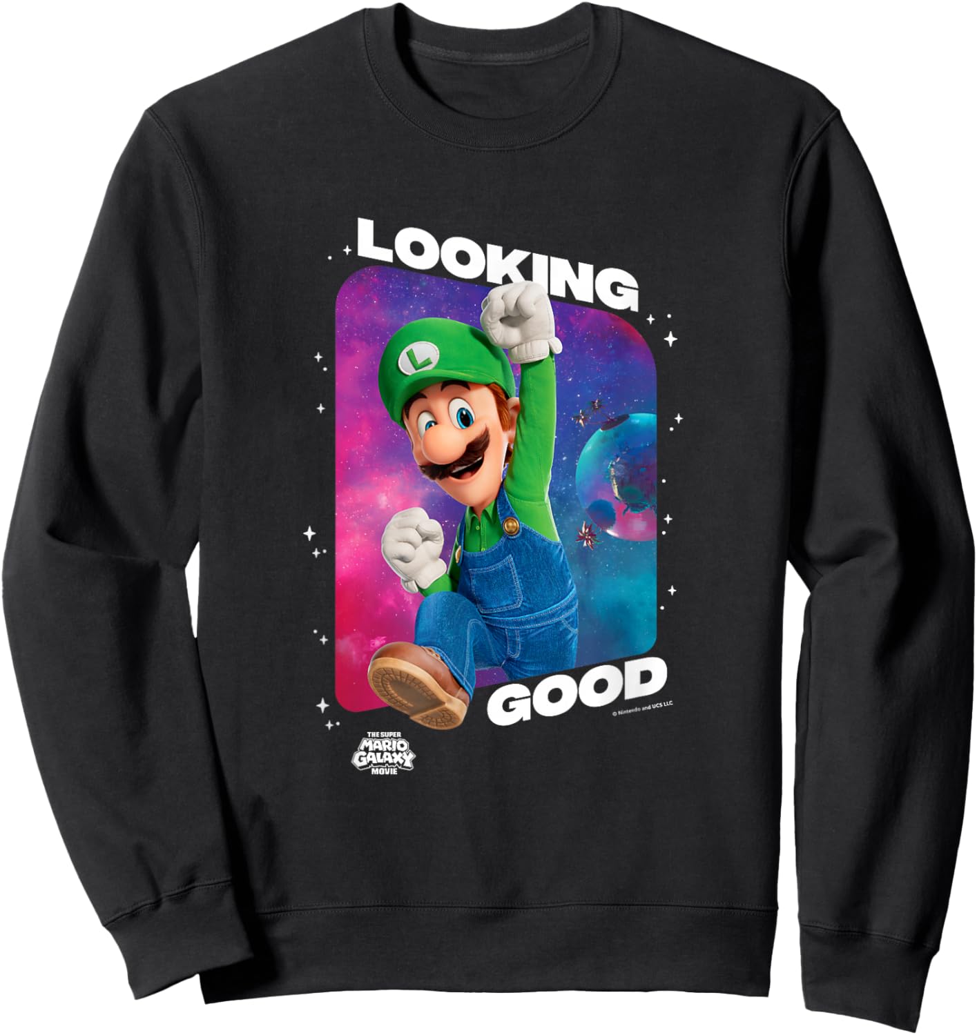 The Super Mario Galaxy Movie Looking Good Luigi Sweatshirt - Sweatshirt | Black
