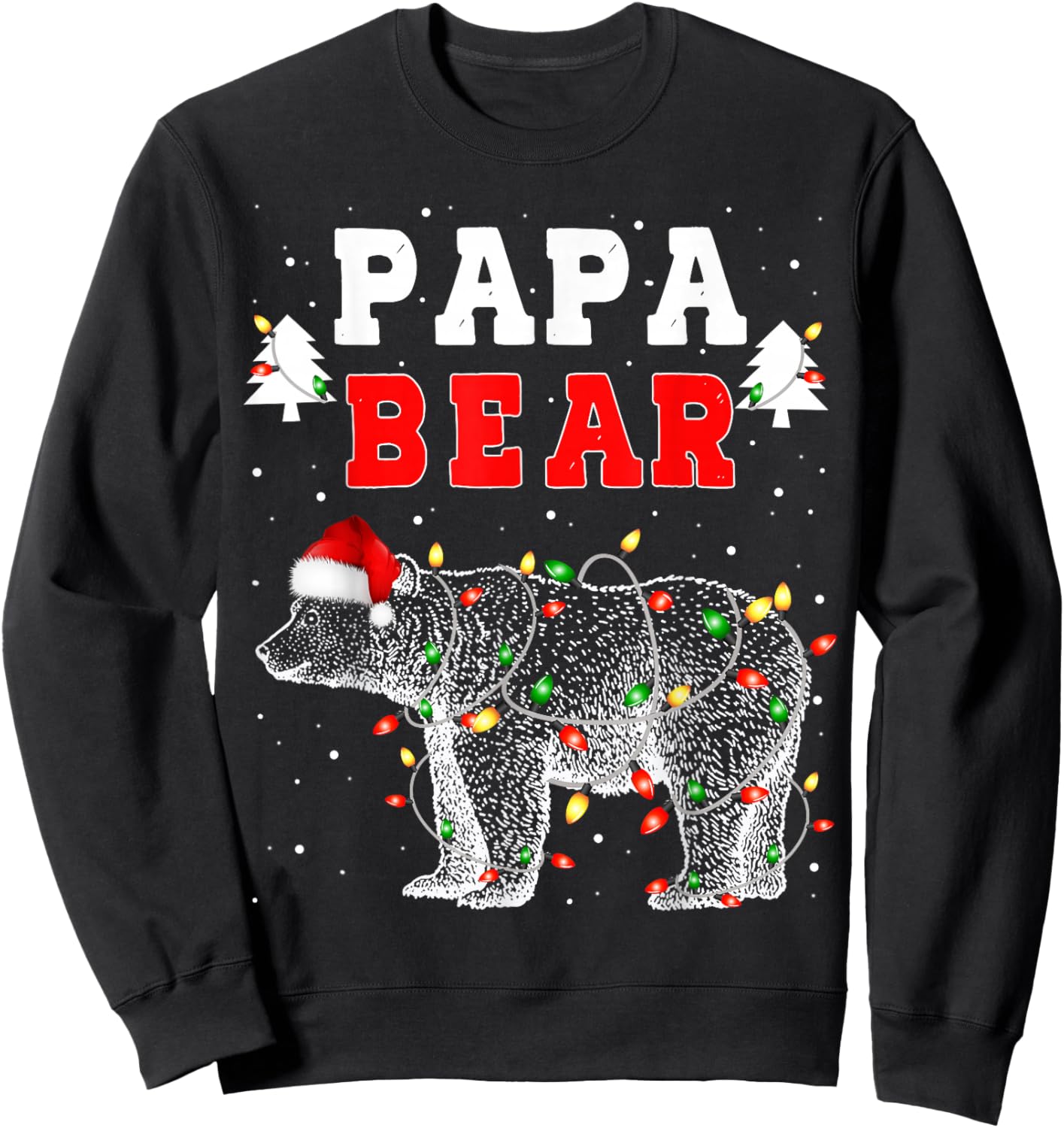 Papa Bear Christmas Santa Family Matching Pajamas Women Men Sweatshirt - Sweatshirt | Black