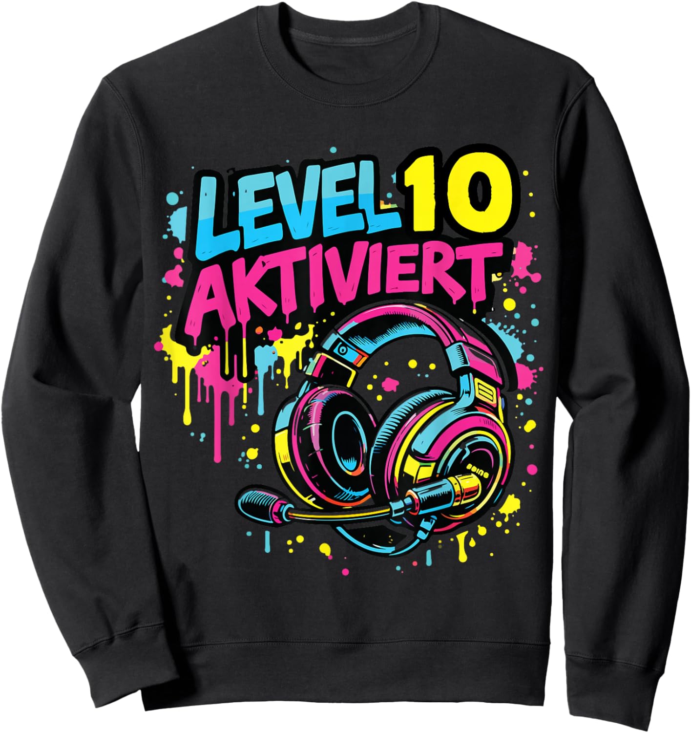 10. Geburtstag Jungen Video Gamer Level 10 Aktiviert Kids Sweatshirt - Sweatshirt | Black