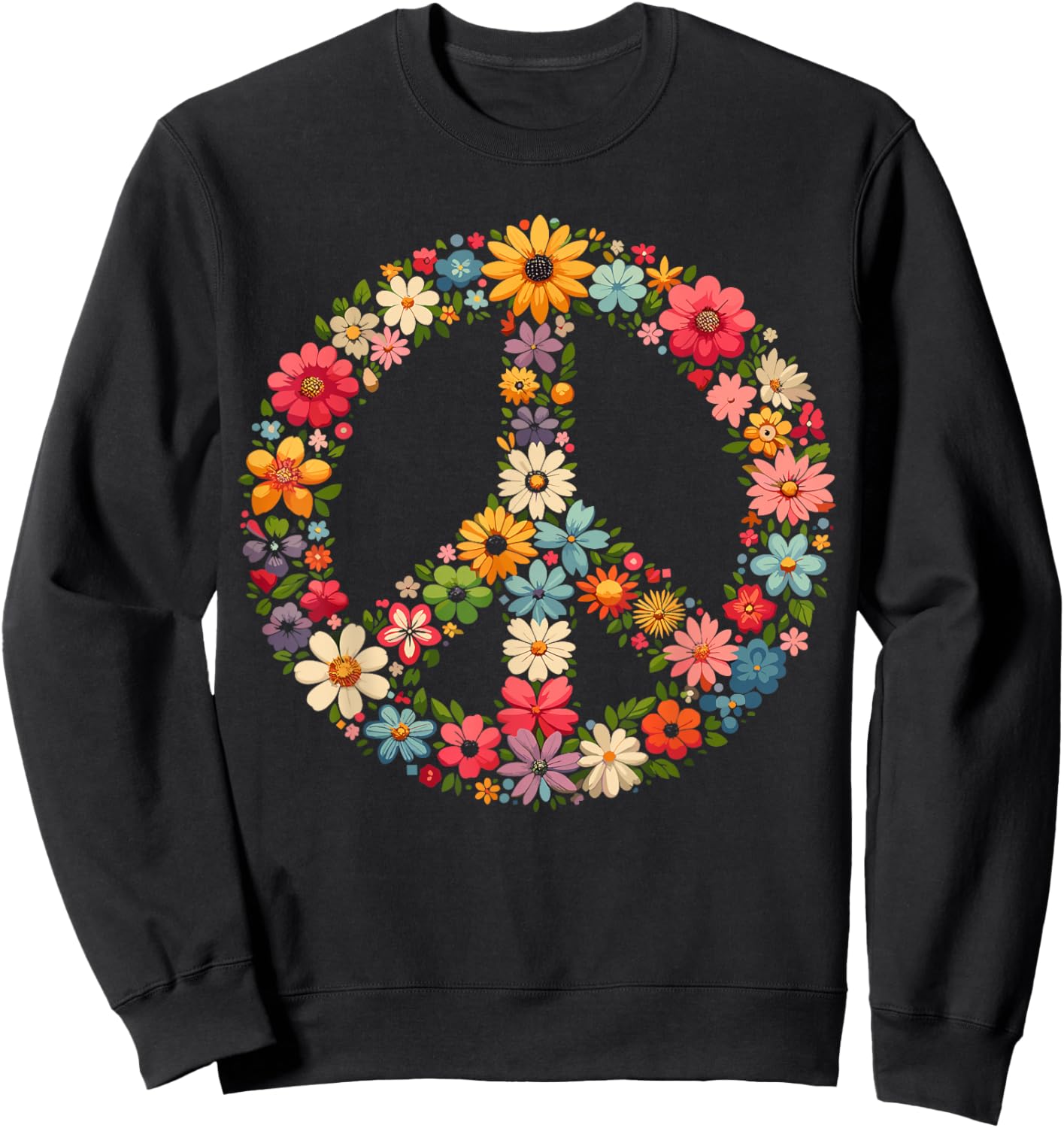 Peace Flower Lover Hippie Sweatshirt - Sweatshirt | Black