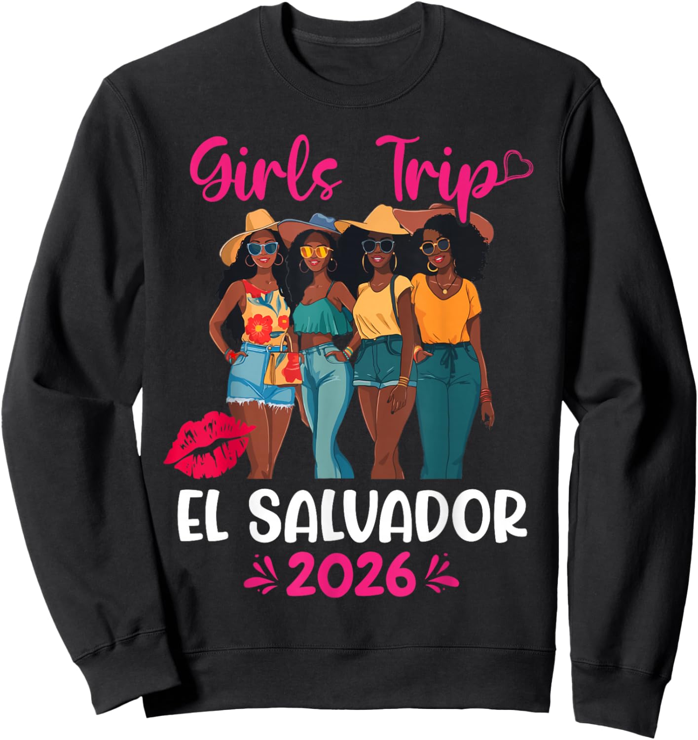 Black Girls Trip El Salvador 2026 Vacation Matching Sweatshirt - Sweatshirt | Black