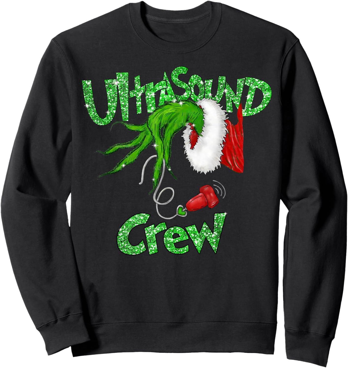 Ultrasound Crew Sonographer Merry Christmas Xmas Pajamas Sweatshirt - Sweatshirt | Black
