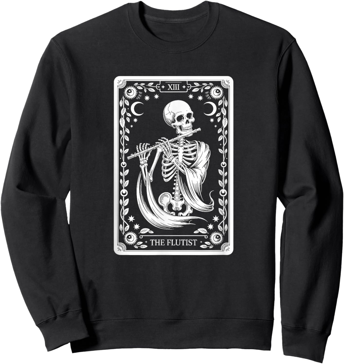 The Flutist Tarot Card, Flute Player Sweatshirt - Sweatshirt | Black