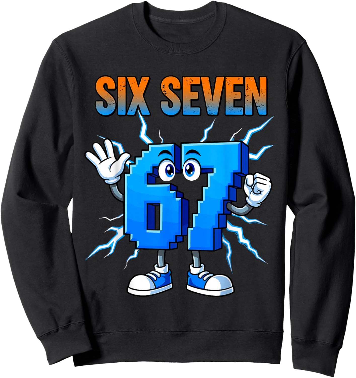 67 Gen Alpha Six Seven Italian 6 7 Brainrot Player Meme Sweatshirt - Sweatshirt | Black