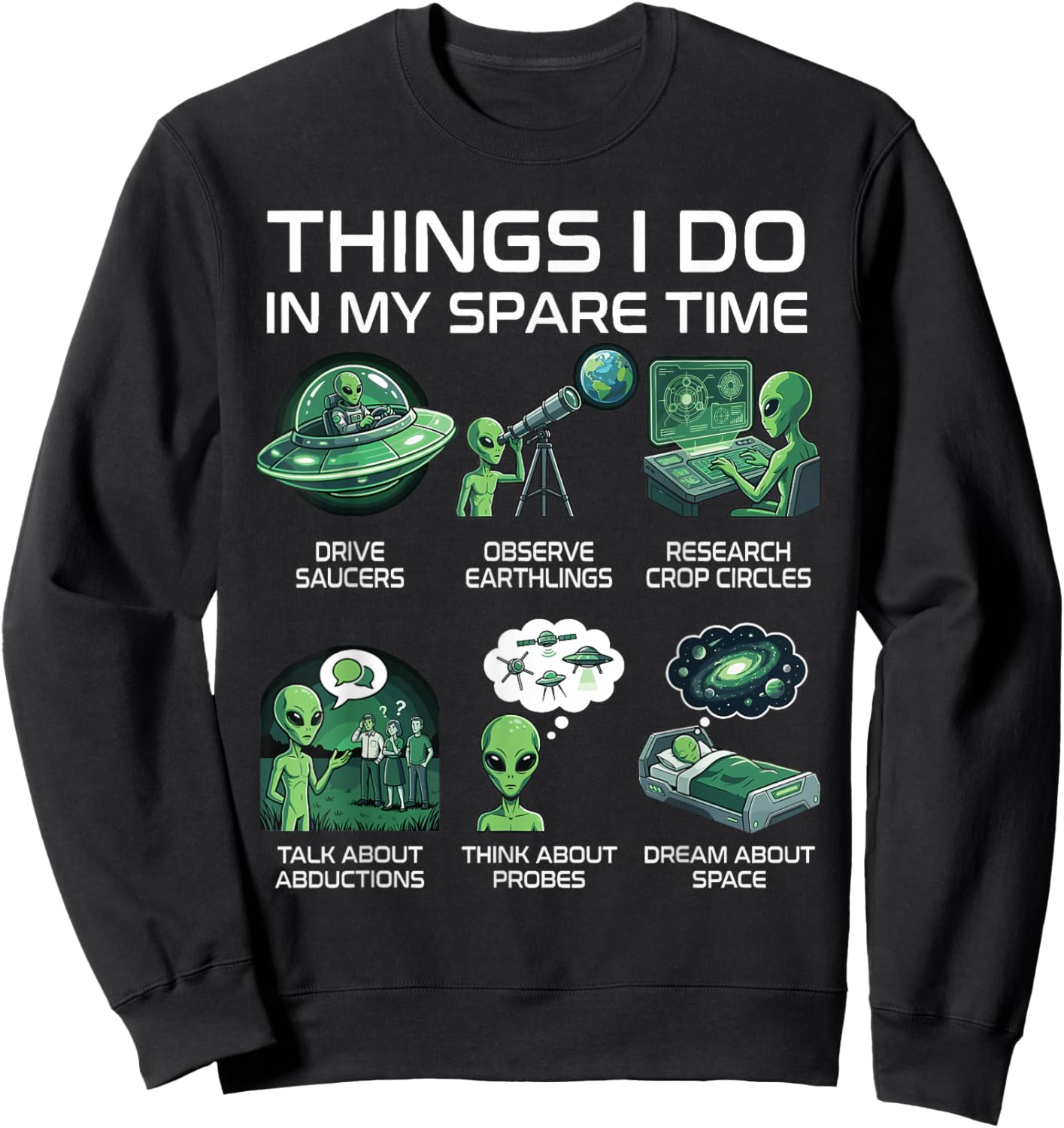 Funny Alien UFO Sweatshirt - Sweatshirt | Black