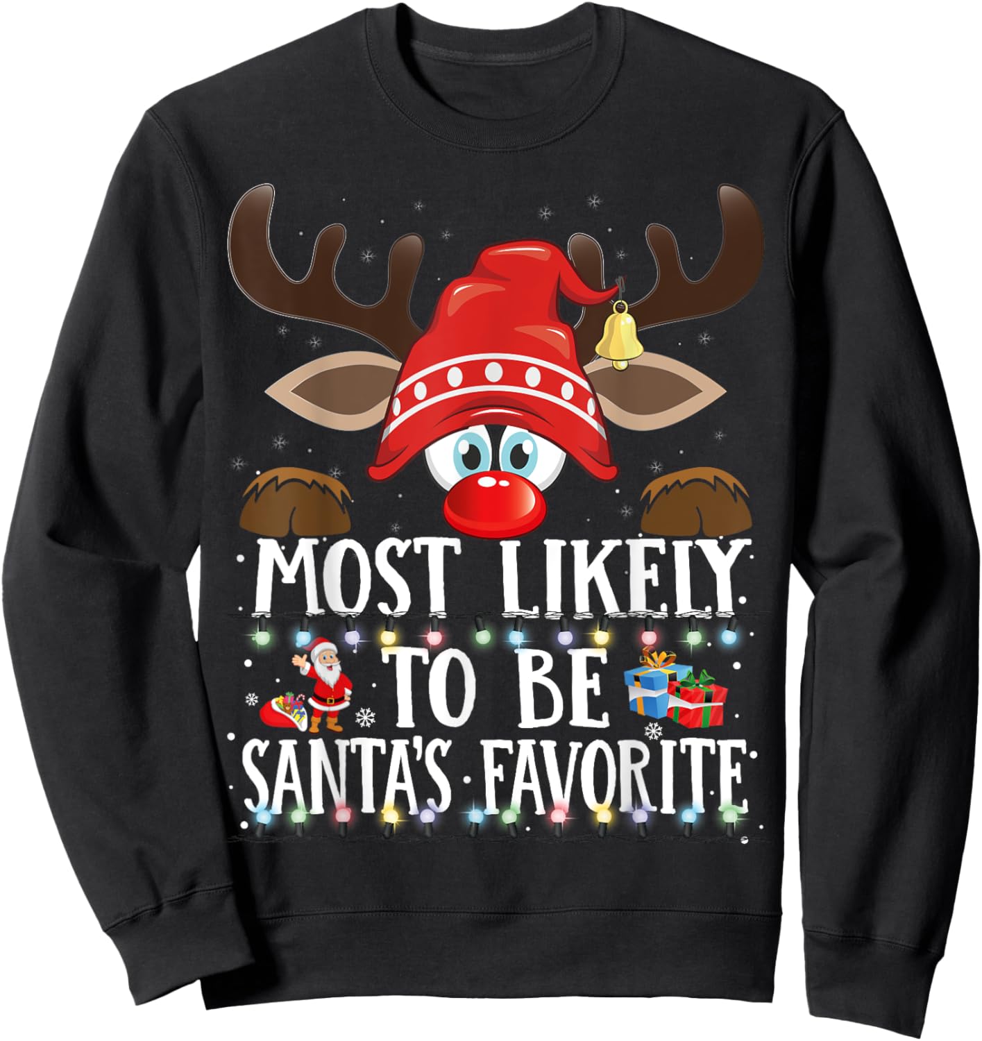 Christmas Matching Most Likely To Be Santa’s Favorite PJS Sweatshirt - Sweatshirt | Black