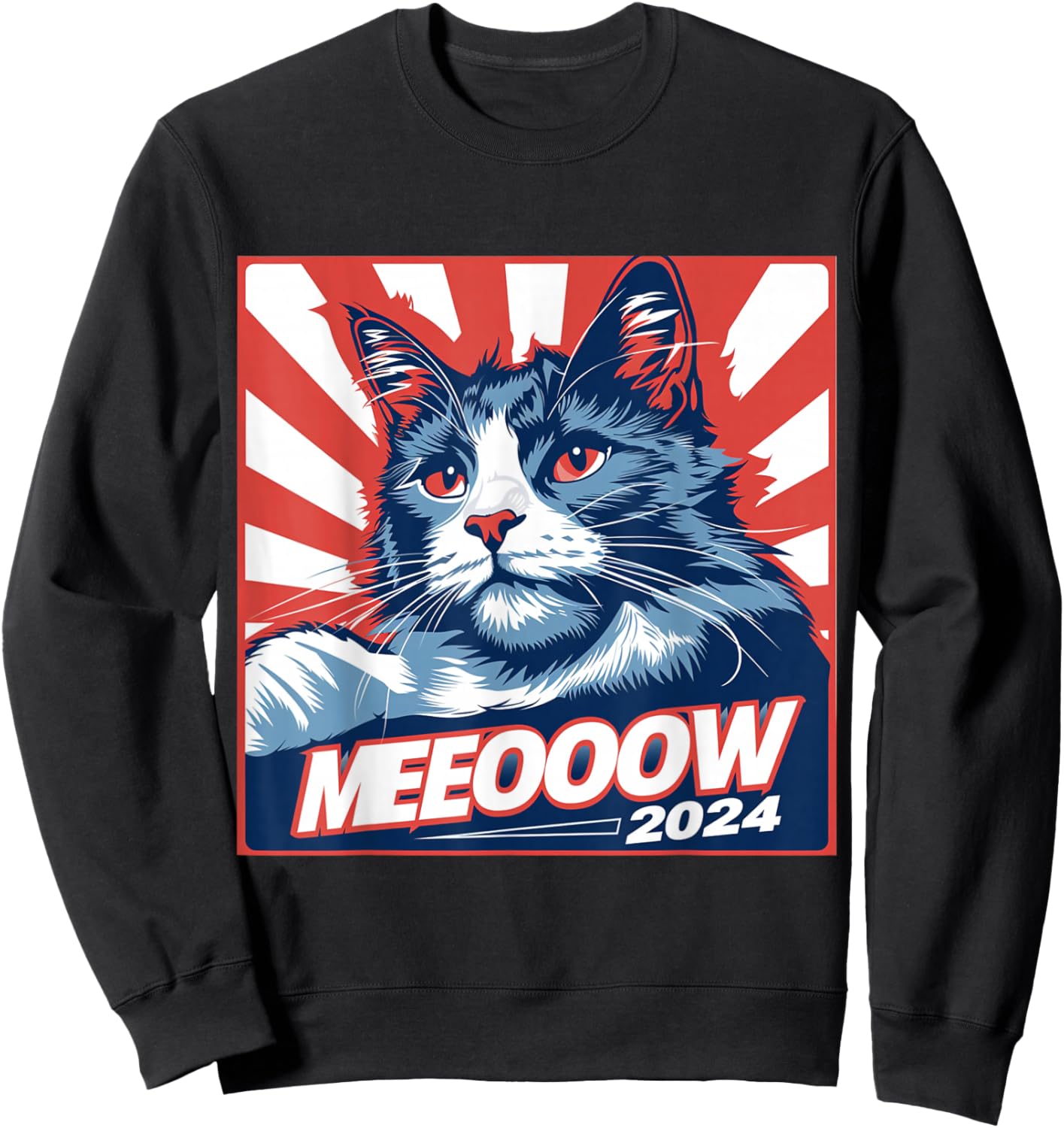 Meow 2024 Funny Kamala Harris Election Cat Lady Crazy Kitty Sweatshirt - Sweatshirt | Black