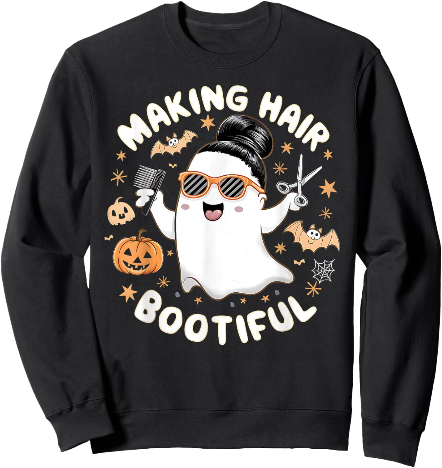 Making Hair Bootiful Halloween Ghost Barber Sweatshirt - Sweatshirt | Black