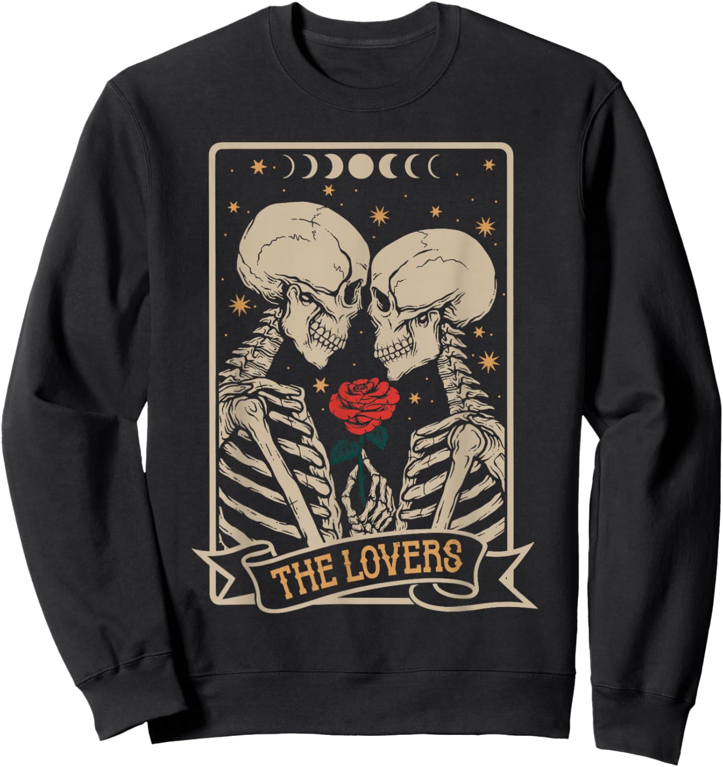 Gothic The Lovers Tarot Card Skeleton Romantic Couple Design Sweatshirt - Sweatshirt | Black