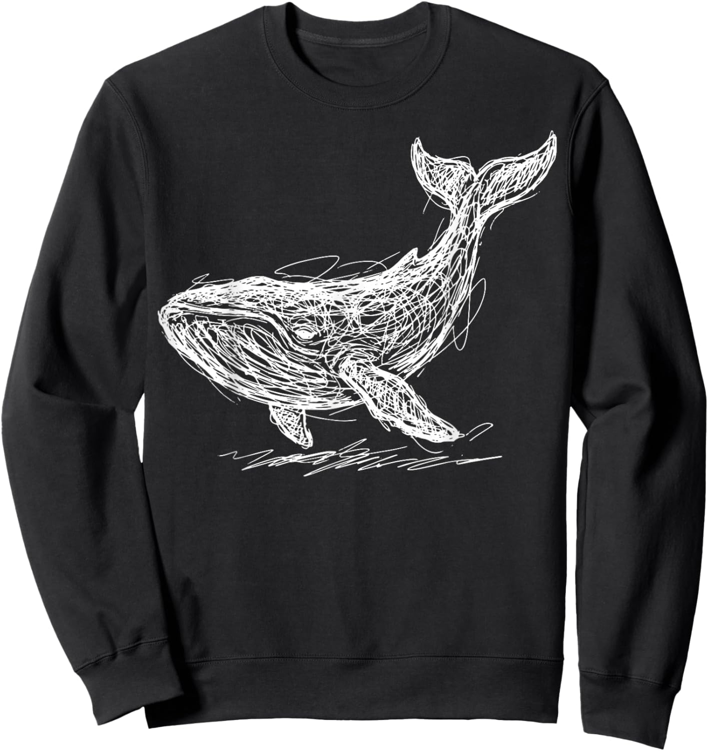 Blue Whale Line Art Whale Watching Sweatshirt - Sweatshirt | Black