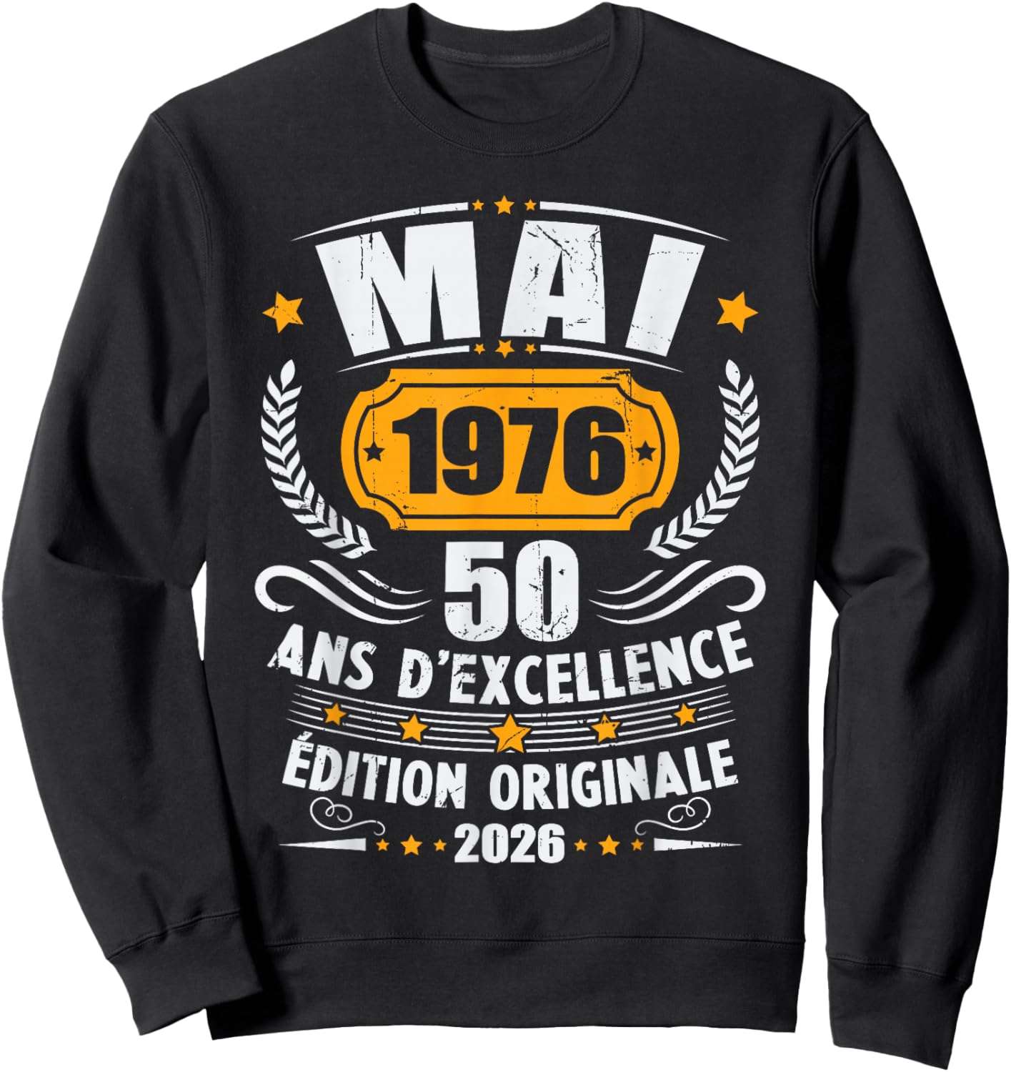 Vintage Mai 1976 Cadeau Anniversaire 50 Ans Hommes Femmes Sweatshirt - Sweatshirt | Black