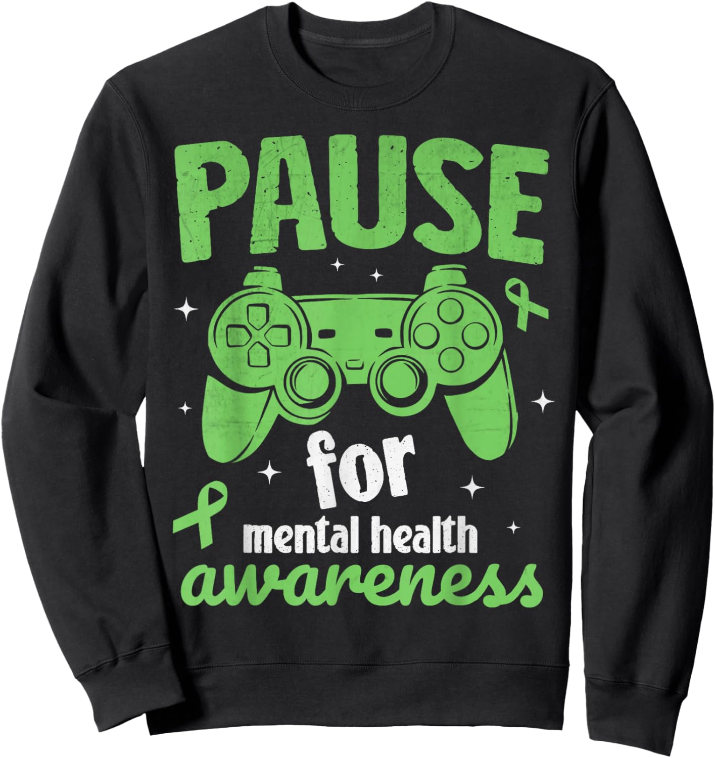 Gamer Pause For Mental Health Awareness Kids Boys Gaming Sweatshirt - Sweatshirt | Black