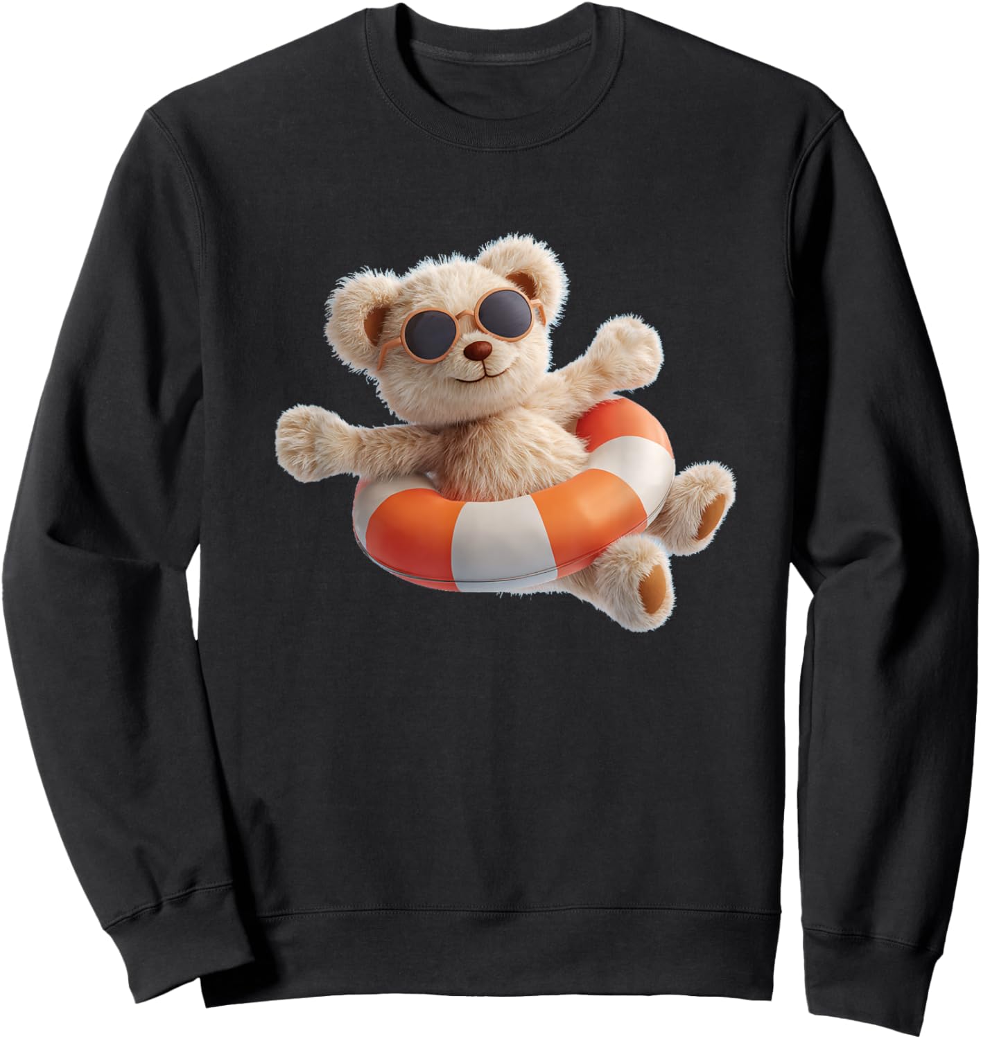 Floating Teddy Bear with Ring for Pool and Beach Lovers Sweatshirt - Sweatshirt | Black