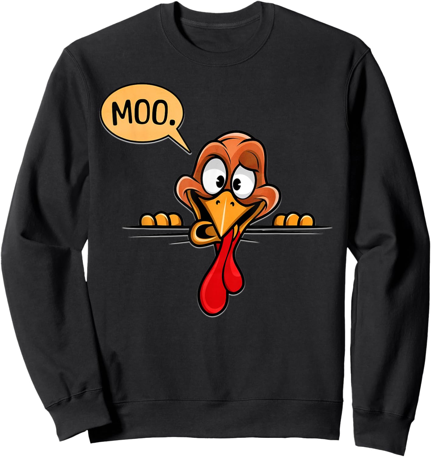 Turkey Moo Funny Thanksgiving Sweatshirt - Sweatshirt | Black