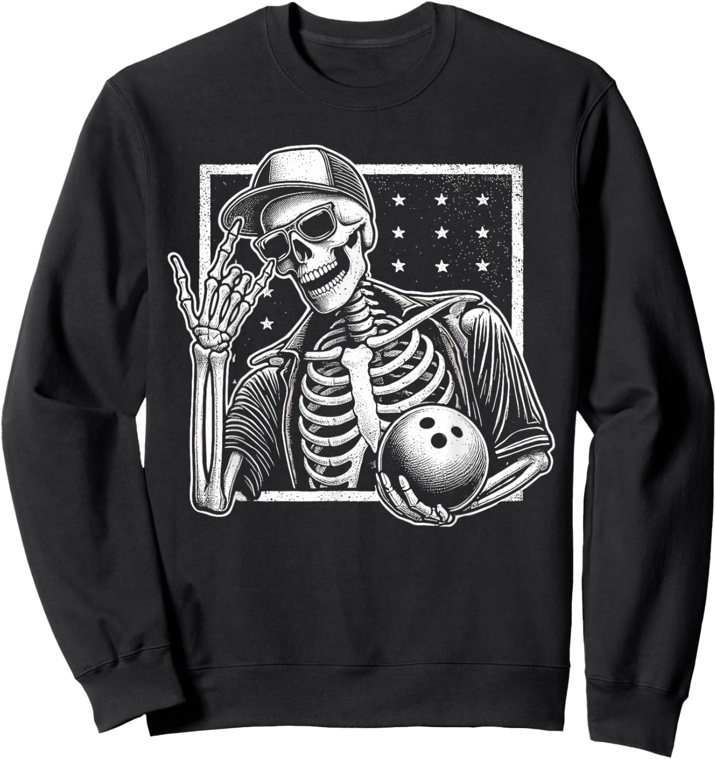 Skeleton Bowling Player Birthday Halloween Kids Sweatshirt - Sweatshirt | Black