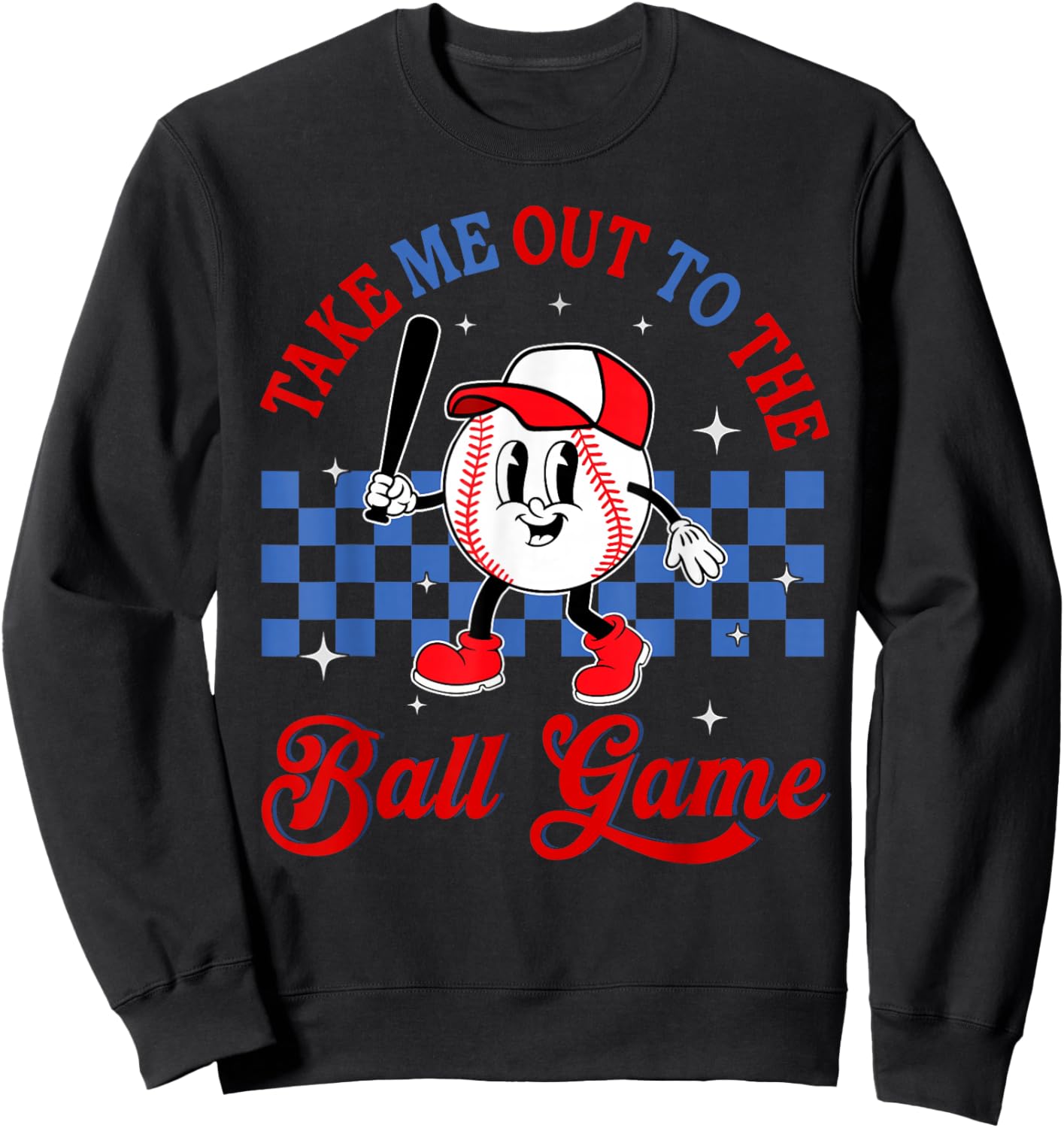 Vintage Take Me Out to The Baseball Ball Game Softball Sweatshirt - Sweatshirt | Black