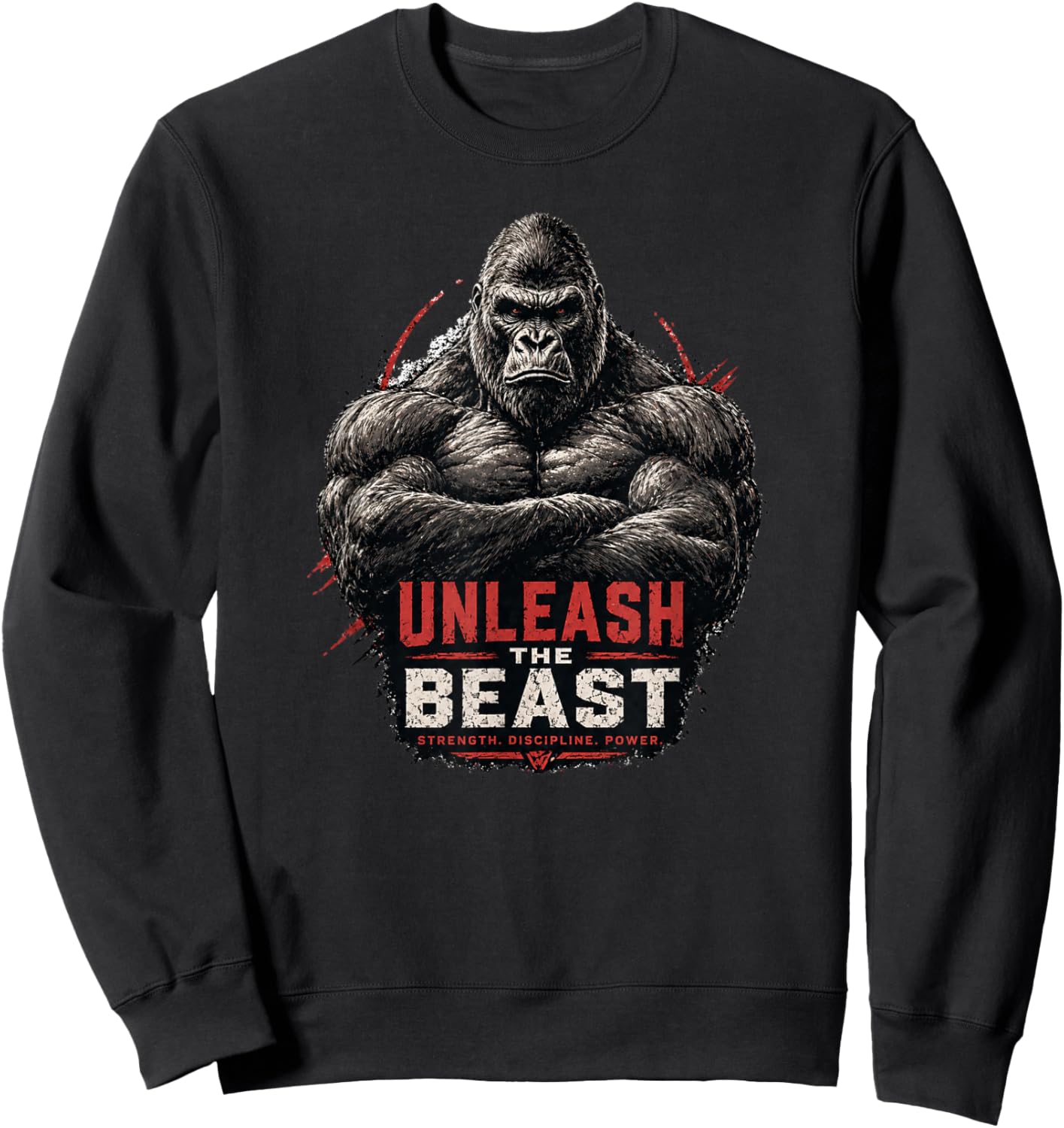 Bodybuilding and Weightlifting Gorilla Fitness Muscle Design Sweatshirt - Sweatshirt | Black
