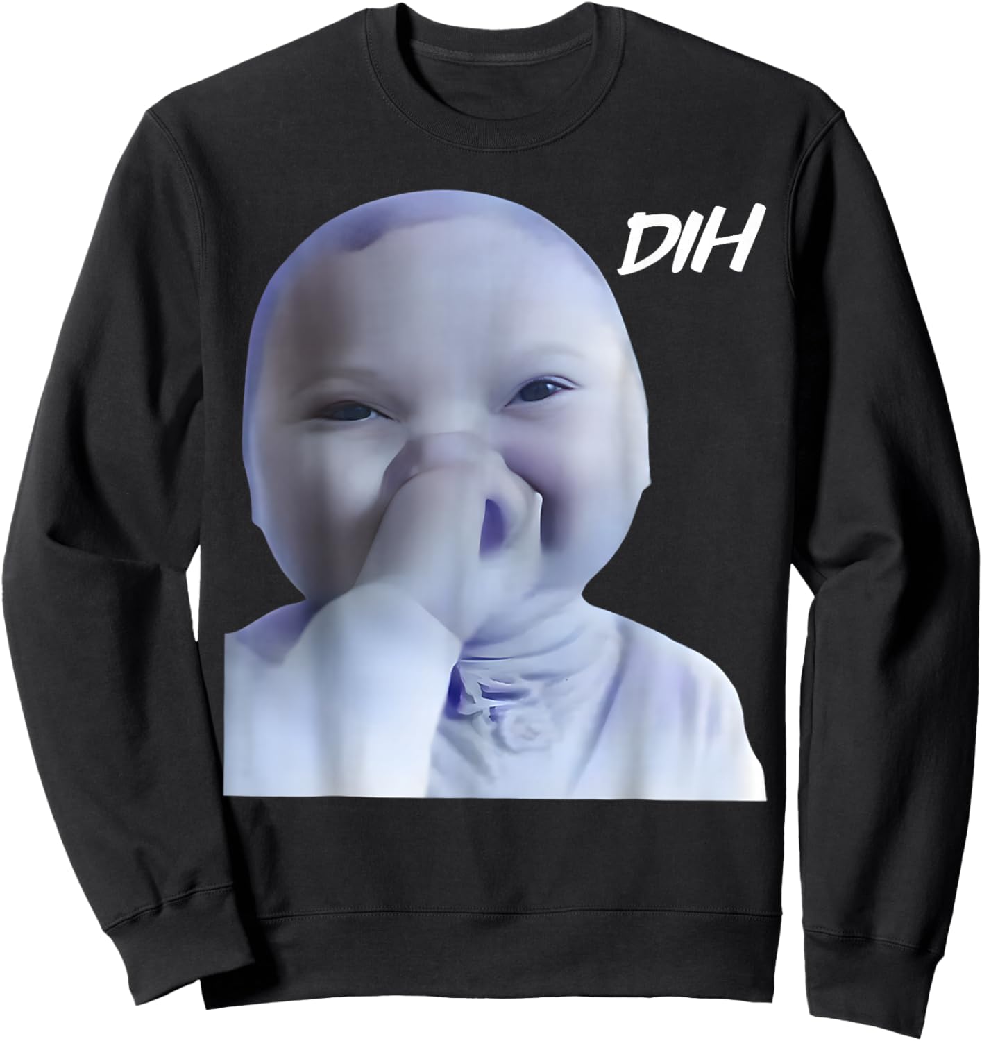 Ai Baby Dih Meme Funny Ai Baby Holding Laugh Brainrot Sweatshirt - Sweatshirt | Black