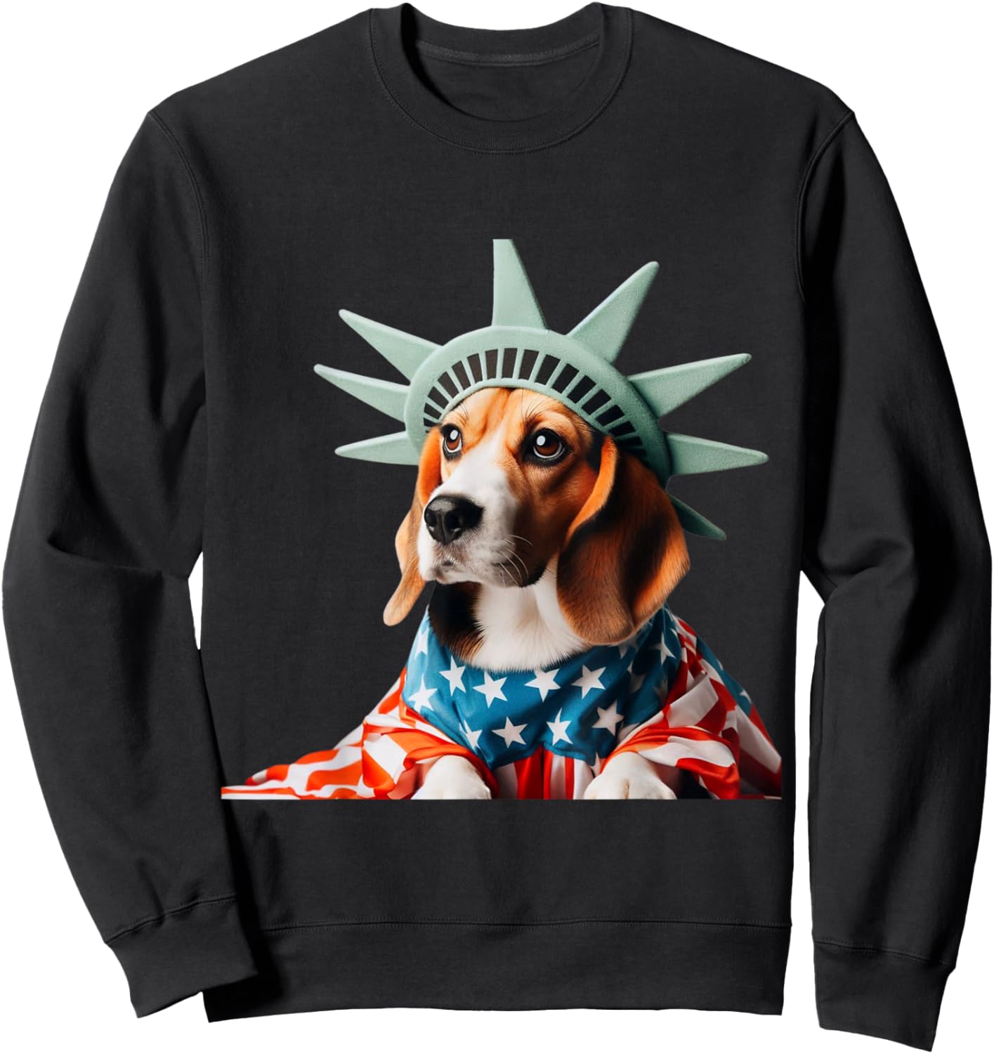 Beagle Patriotic Statue Of Liberty 4th of July USA American Kids Men Sweatshirt - Sweatshirt | Black